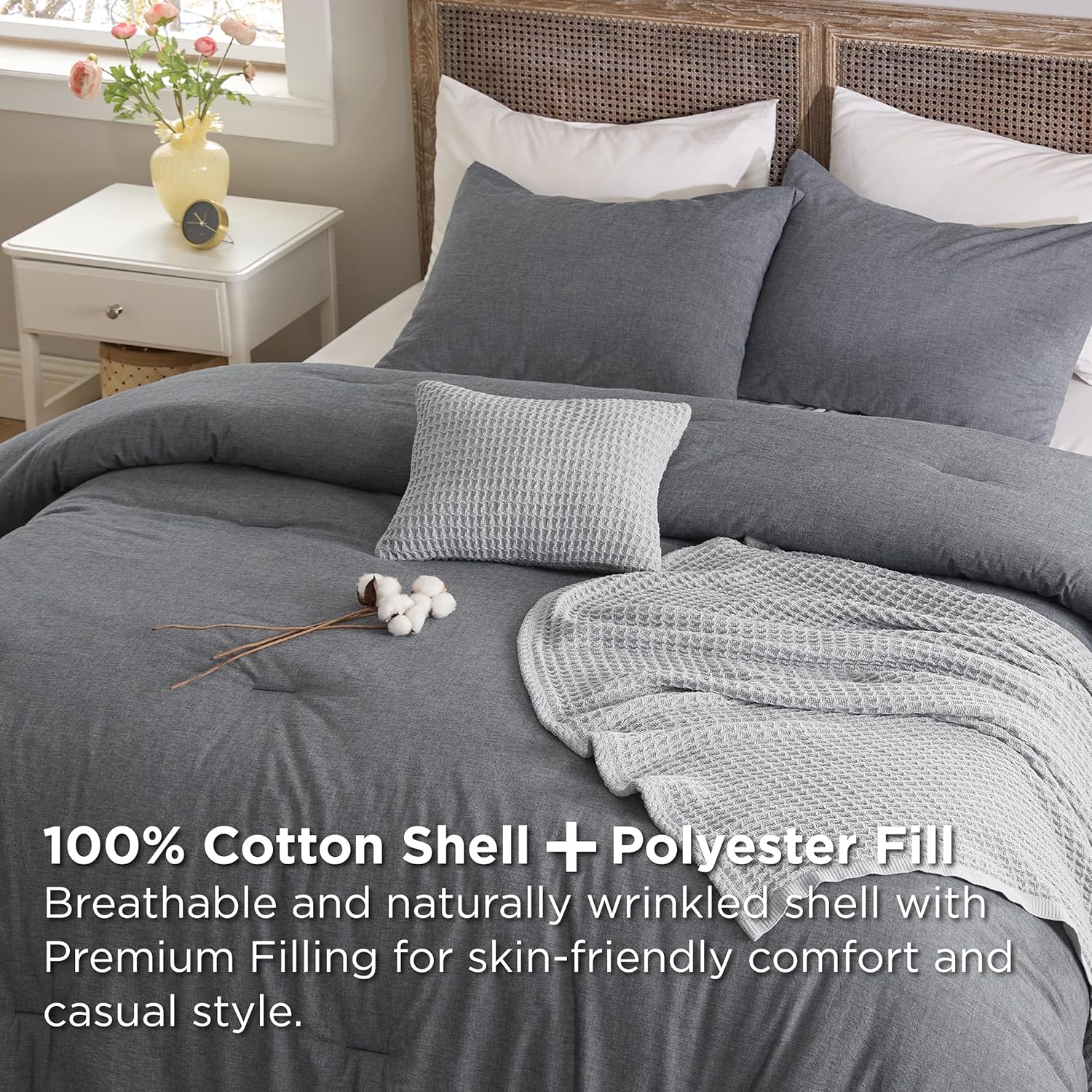 GentleSoft® 5 Piece Cotton Waffle Weave Bed-in-a-bag