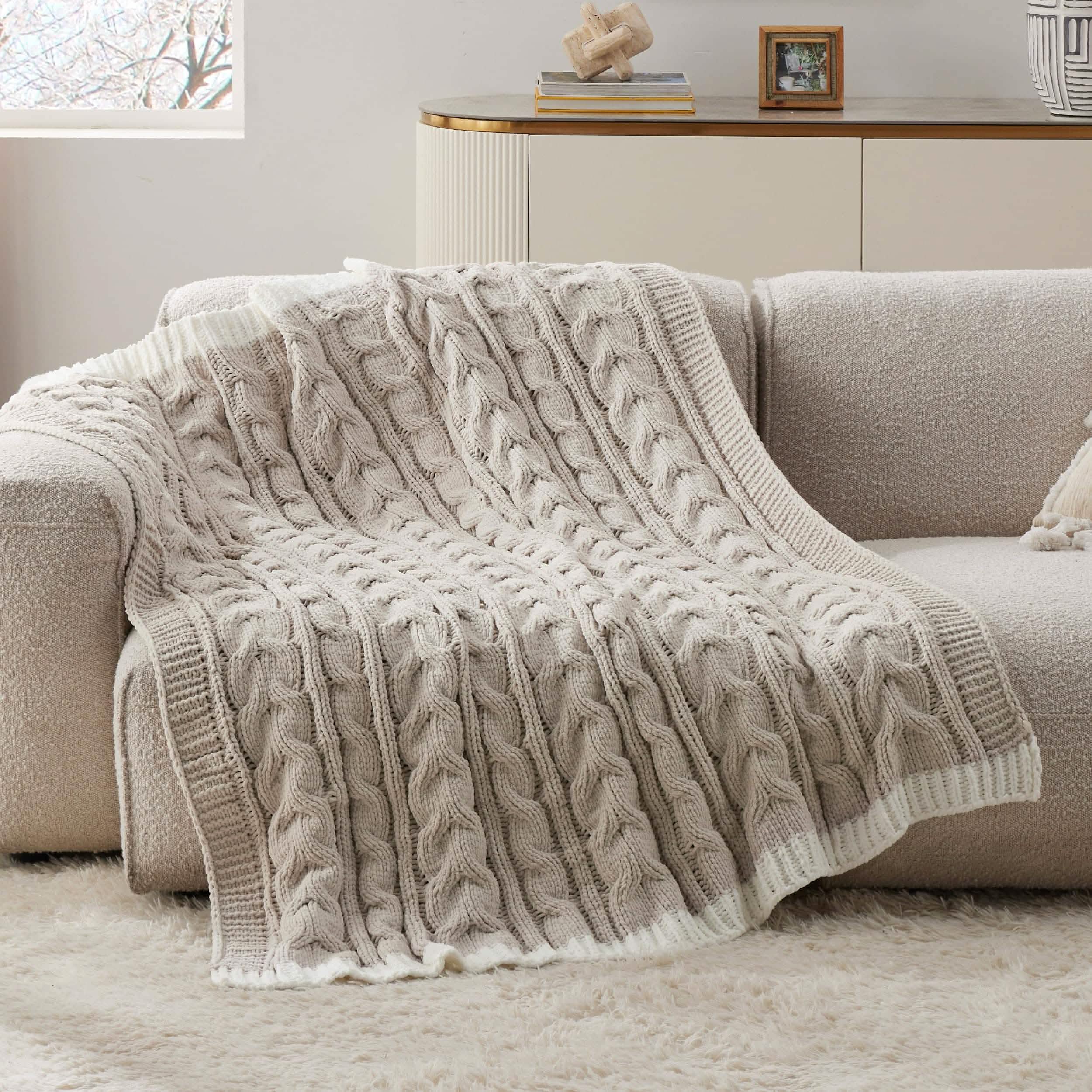 GentleSoft® Cable Chenille Chunky Knit Throw Blanket