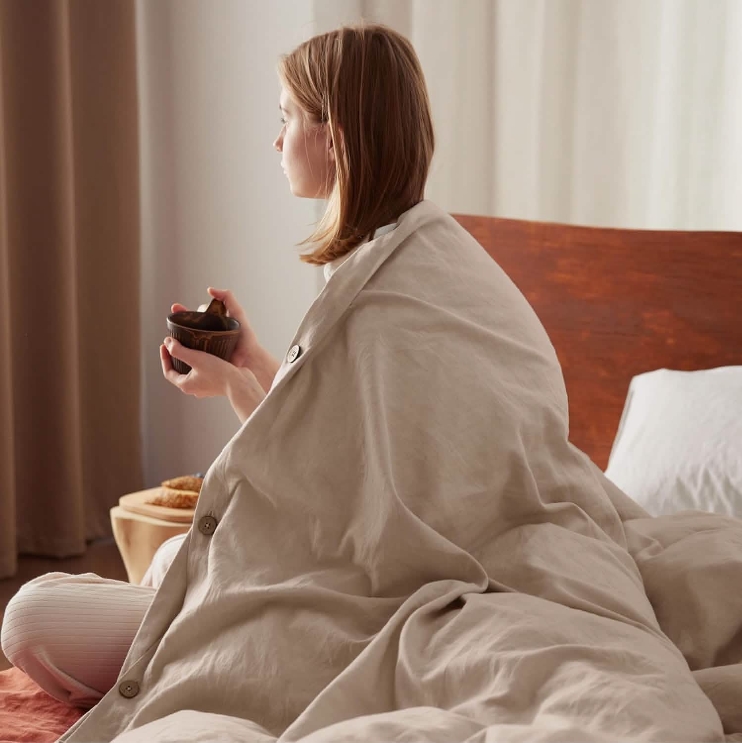 GentleSoft® Cotton Linen Hybrid Duvet Cover Set