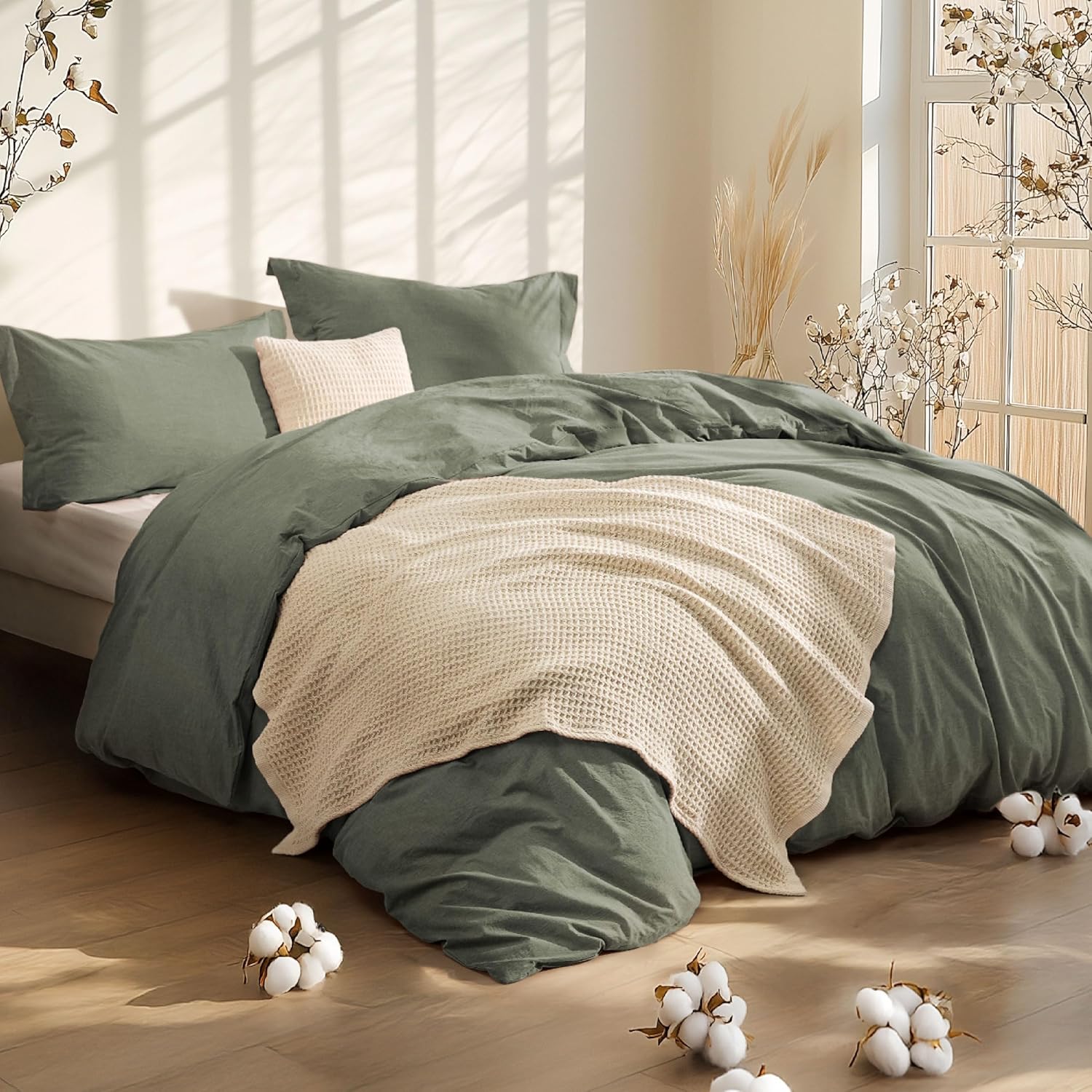 GentleSoft® 5 Piece Cotton Waffle Weave Bed-in-a-bag