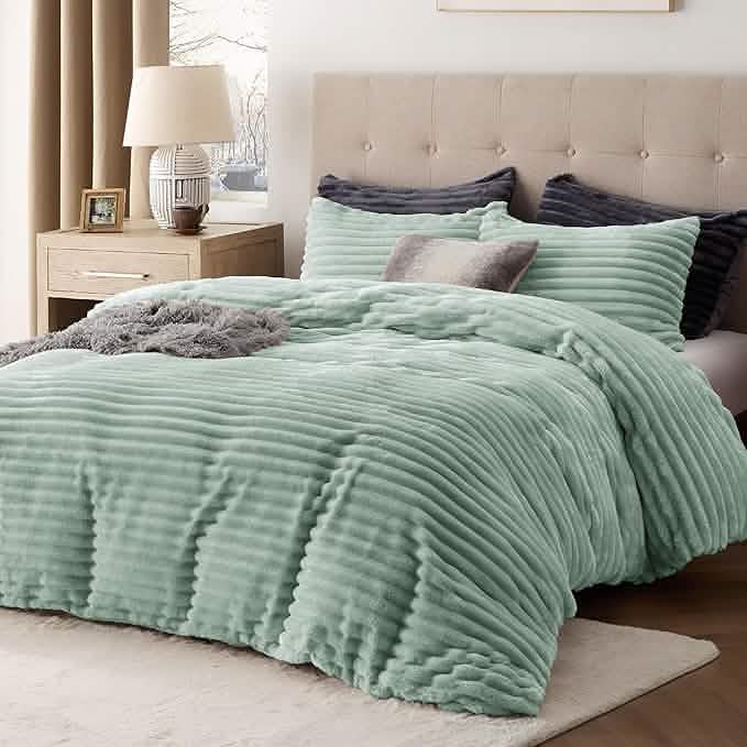 GentleSoft® Striped Flannel Duvet Cover Set