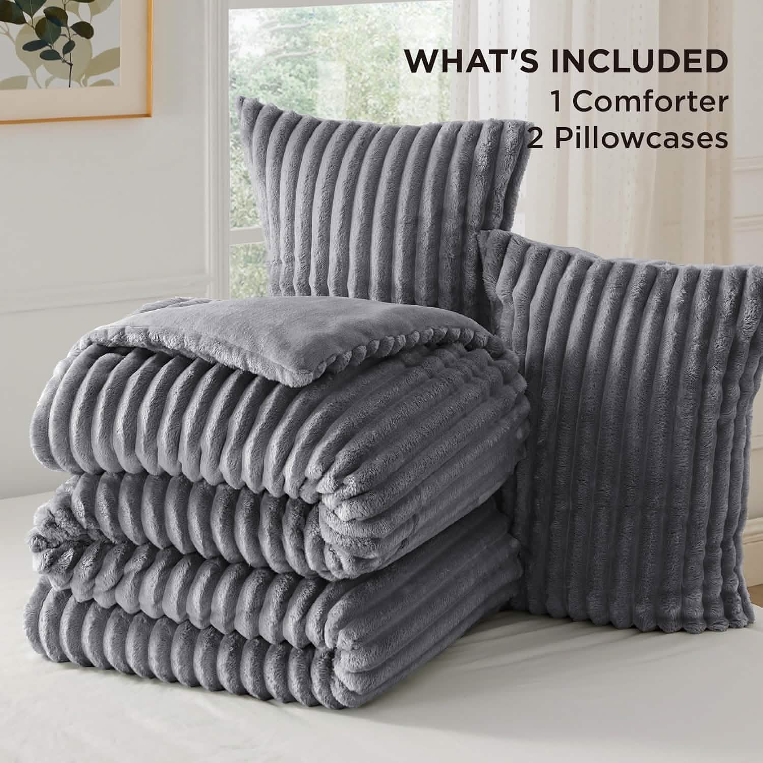 GentleSoft® Striped Flannel Comforter Set