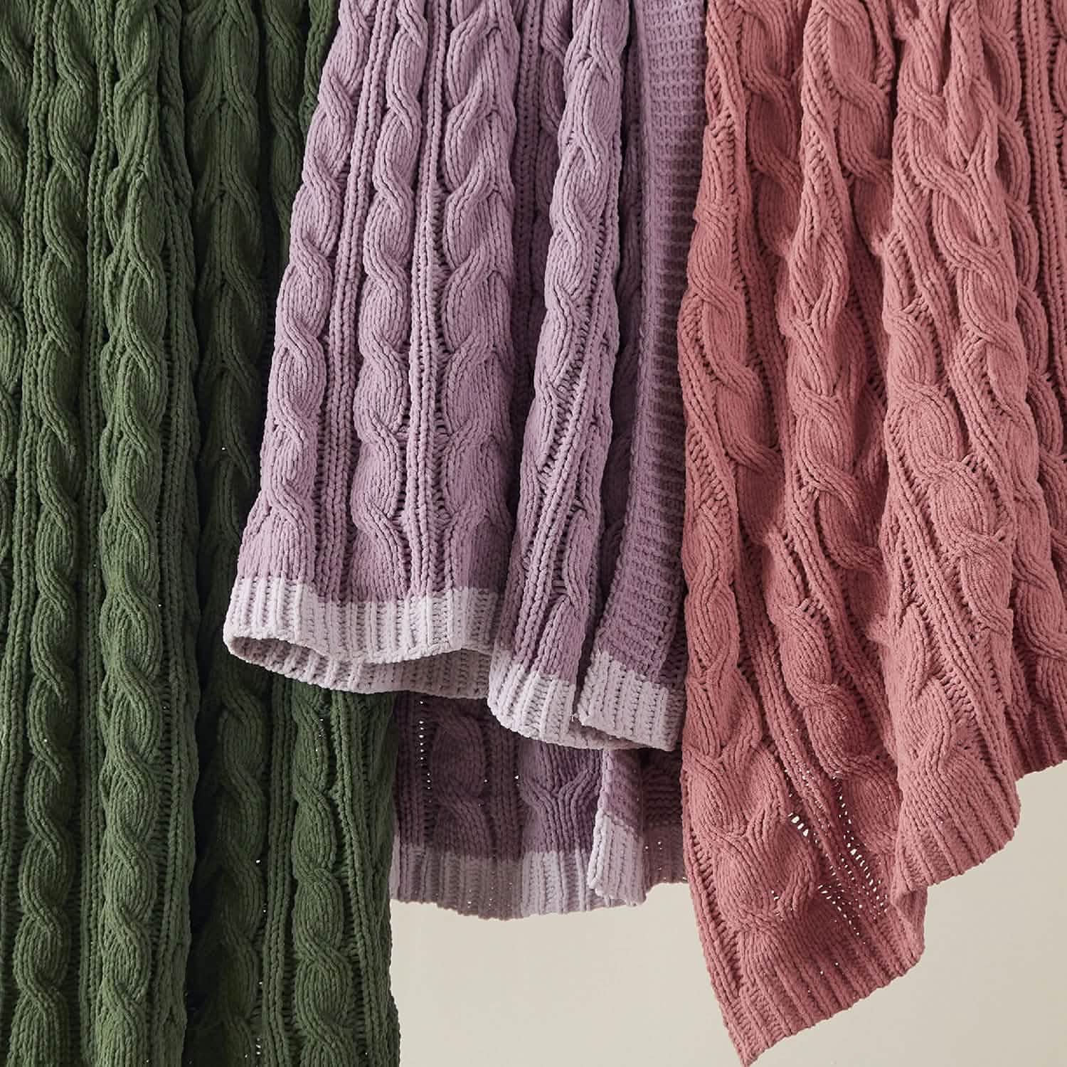 GentleSoft® Cable Chenille Chunky Knit Throw Blanket