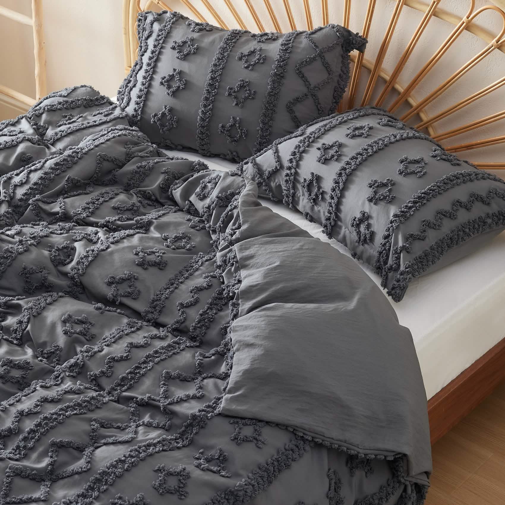 GentleSoft® Boho Tufted Embroidery Duvet Cover Set