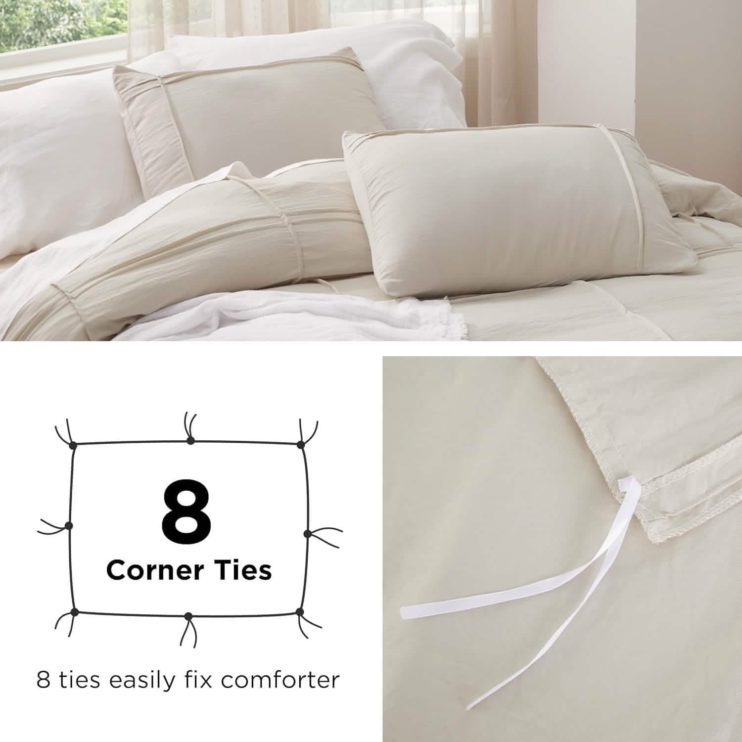 GentleSoft® Striped Tufted Embroidery Duvet Cover Set
