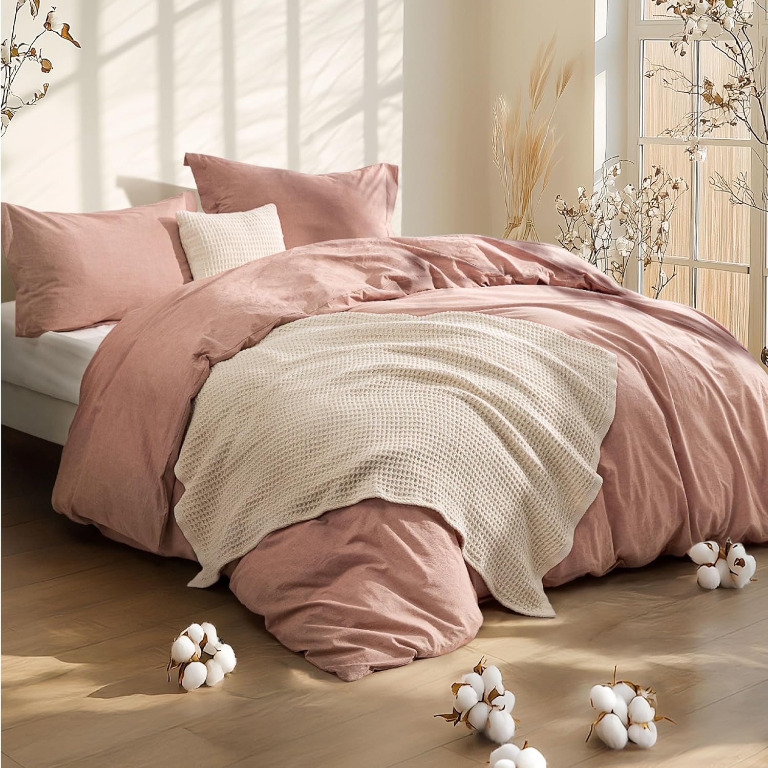 GentleSoft® 5 Piece Cotton Waffle Weave Bed-in-a-bag