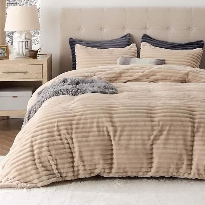 GentleSoft® Striped Flannel Duvet Cover Set