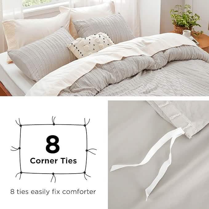 GentleSoft® Striped Tufted Embroidery Duvet Cover Set