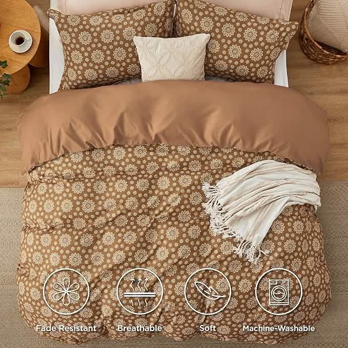 GentleSoft® Reversible Floral Duvet Cover Set Blown