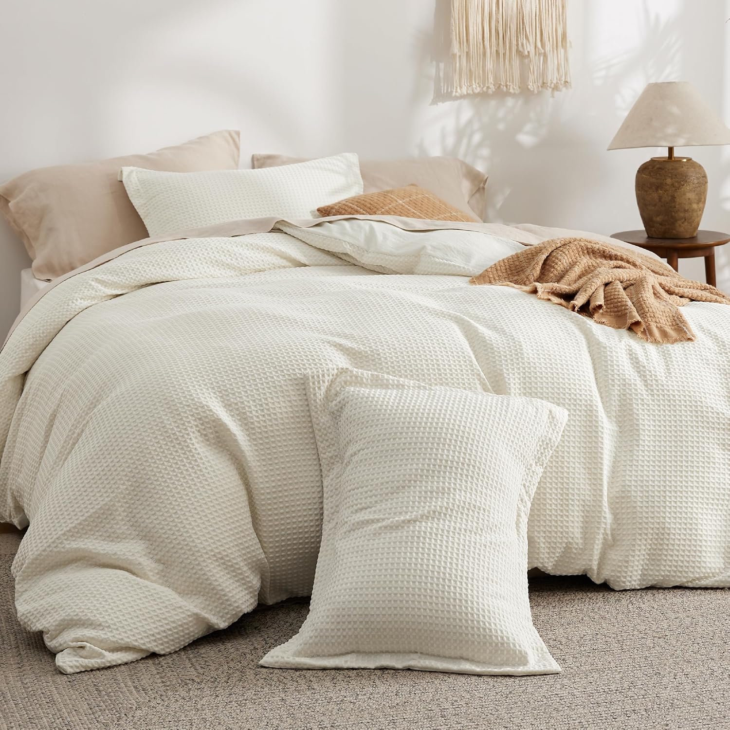 GentleSoft® Polyester Microfiber Waffle Duvet Weave Duvet Cover Set