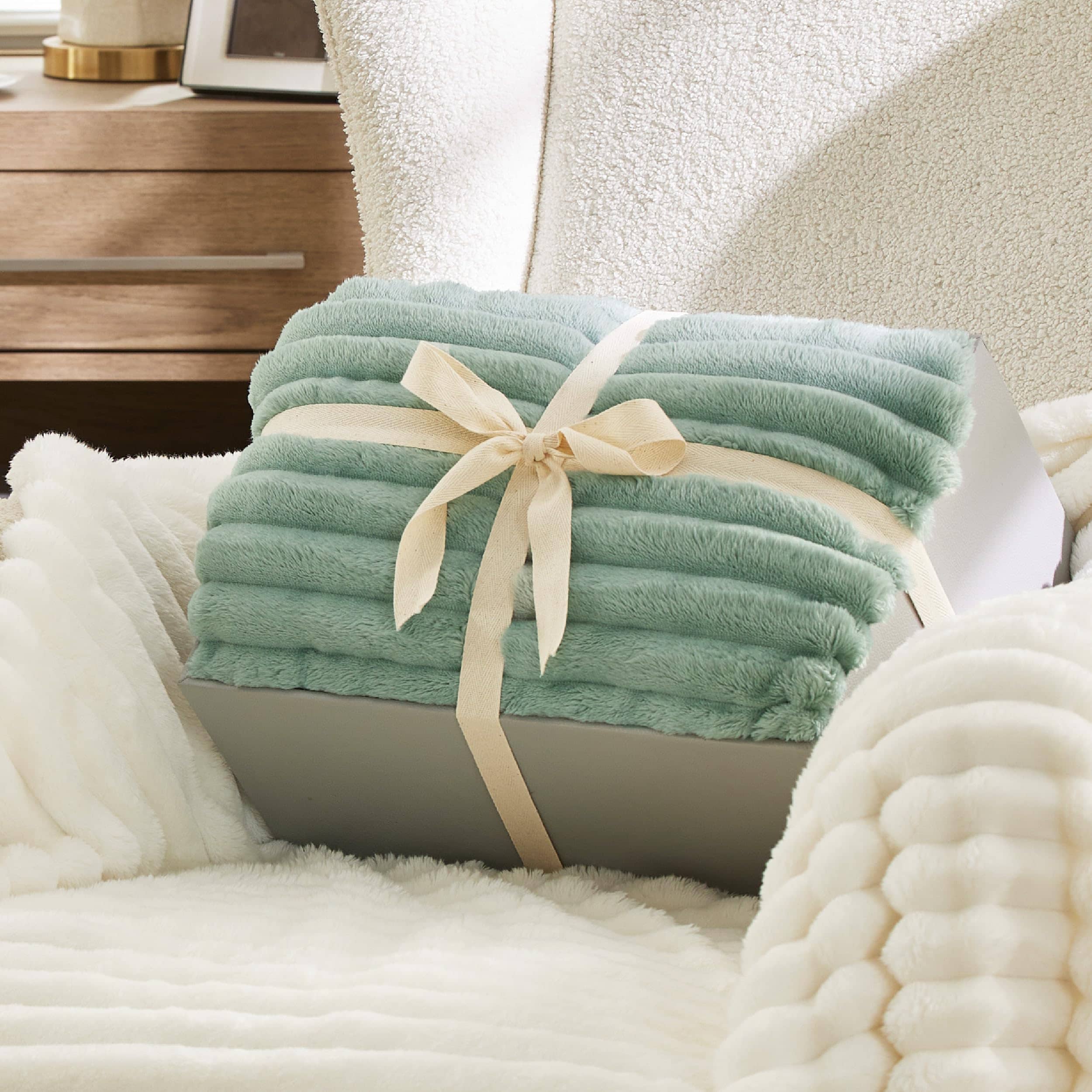 GentleSoft® Jacquard Stripes Shaggy Sherpa Blanket