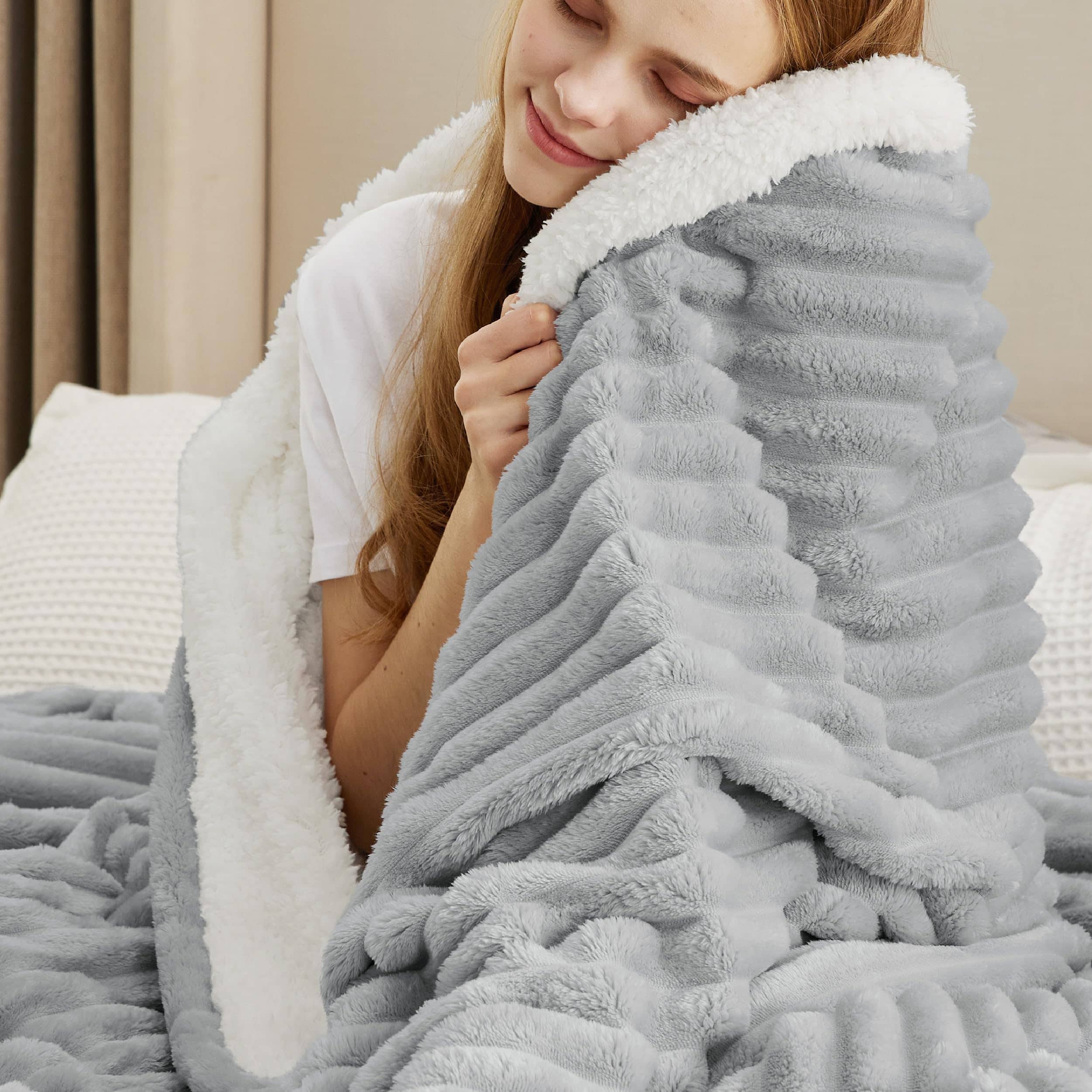 GentleSoft® Jacquard Stripes Shaggy Sherpa Blanket