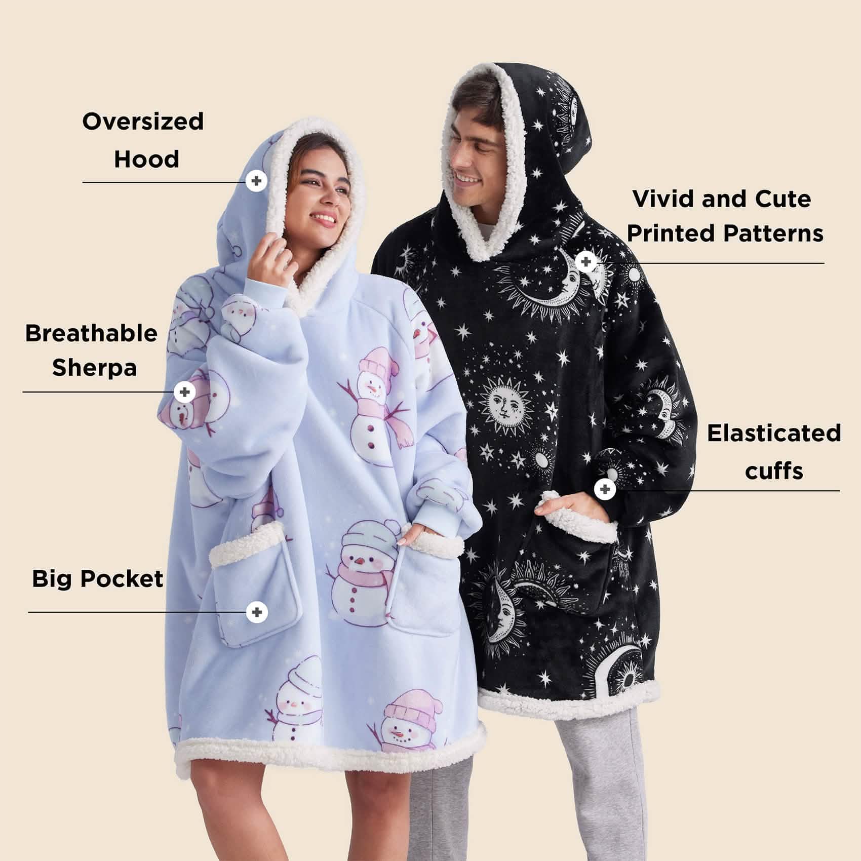 GentleSoft® Sherpa Fleece Printed Short Wearable Blanket Hoodie Astrology