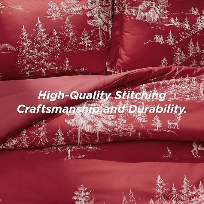 GentleSoft® Christmas Plaid Comforter Set Red Forest
