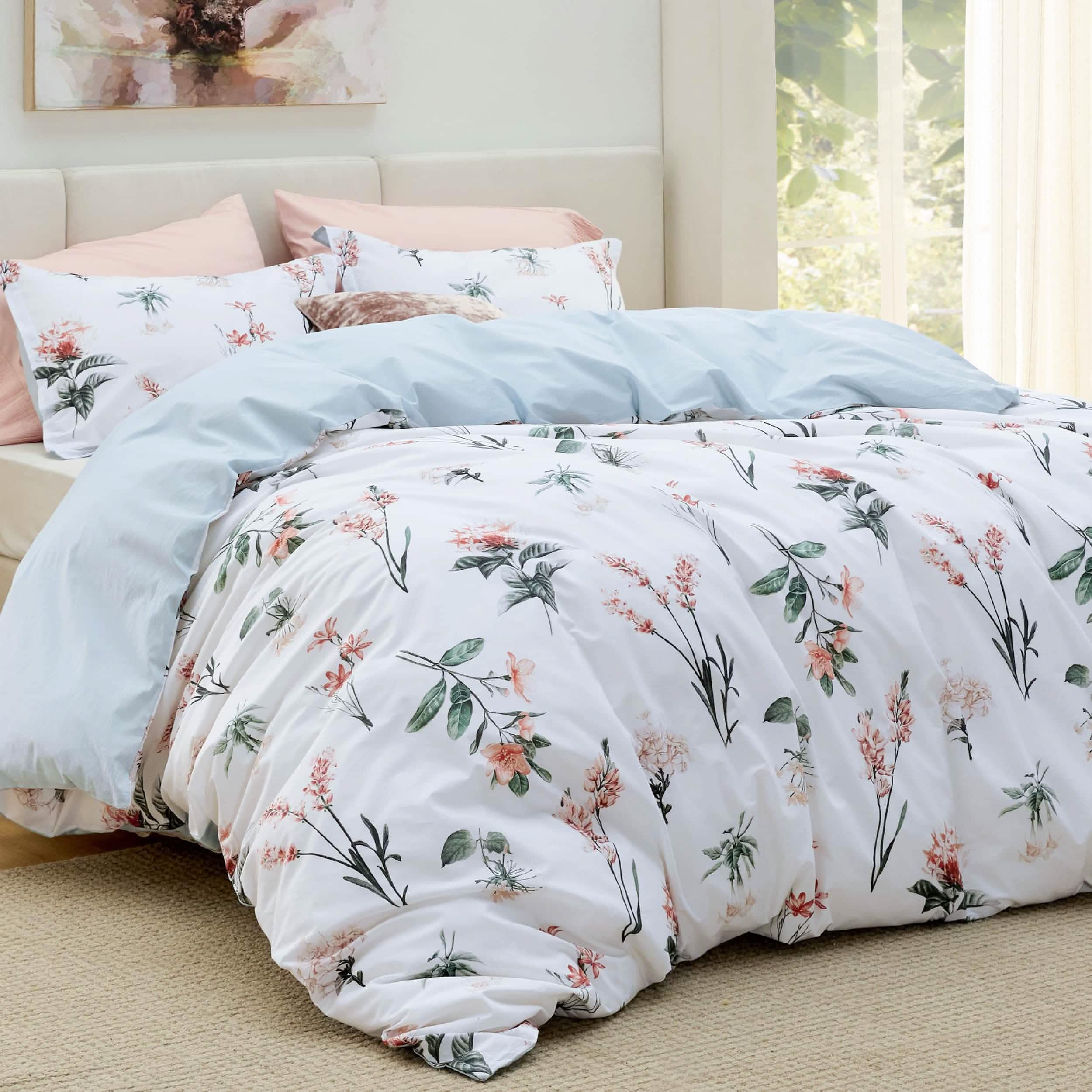 GentleSoft® 100% Cotton Reversible Floral Duvet Cover Set