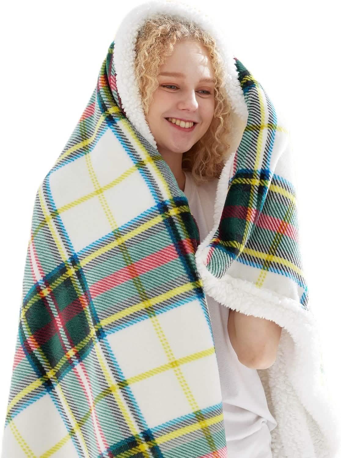GentleSoft® Printed Throw Sherpa Blanket christmas Red