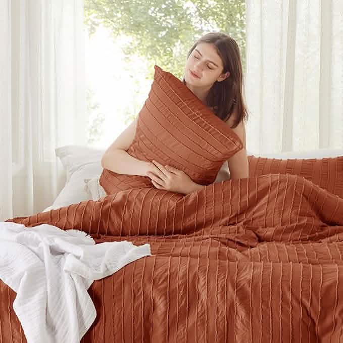 GentleSoft® Striped Tufted Embroidery Duvet Cover Set