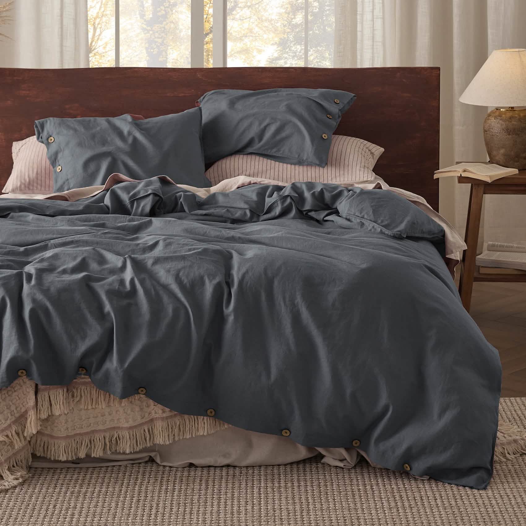 GentleSoft® Cotton Linen Hybrid Duvet Cover Set