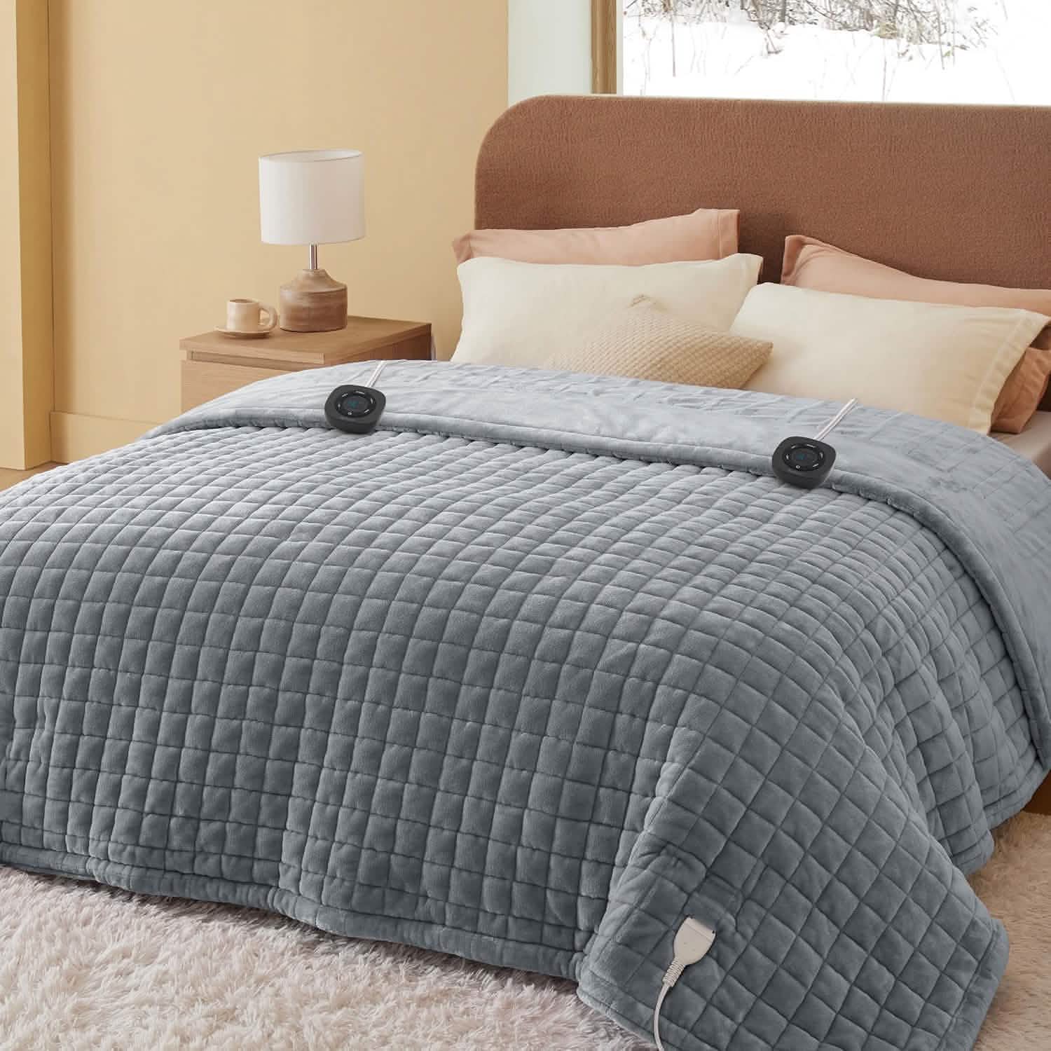 GentleSoft® Quilted Sherpa Fleece Heated Blanket Grid