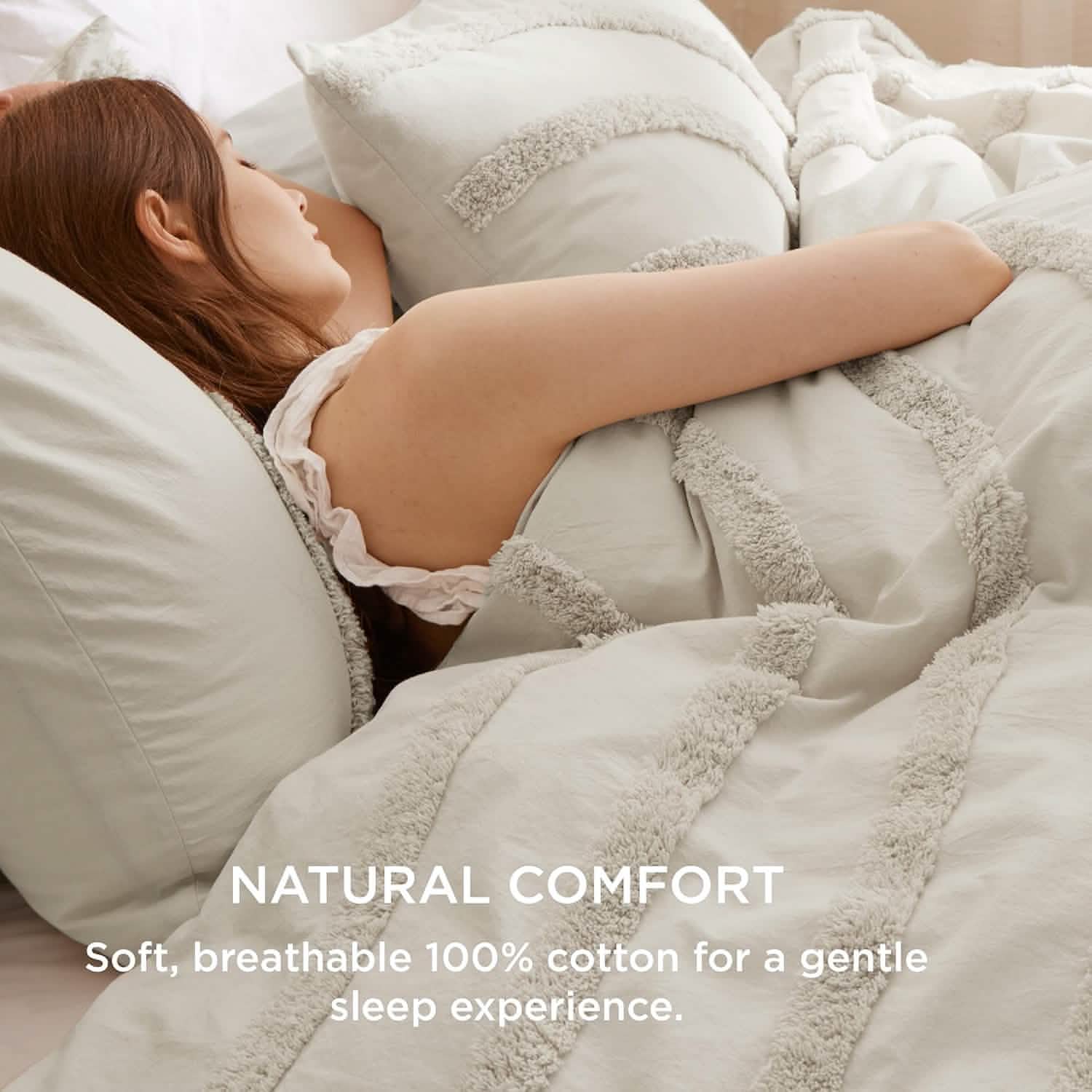 GentleSoft® 100% Cotton Tufted Duvet Cover Set