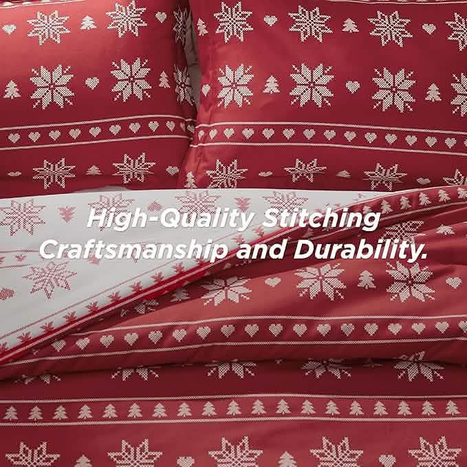 GentleSoft® Christmas Plaid Comforter Set Red Snowflake