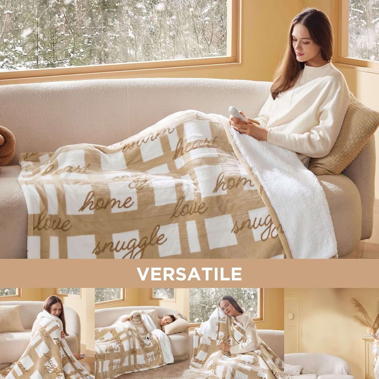 GentleSoft® Christmas Printed Flannel Heated Blanket