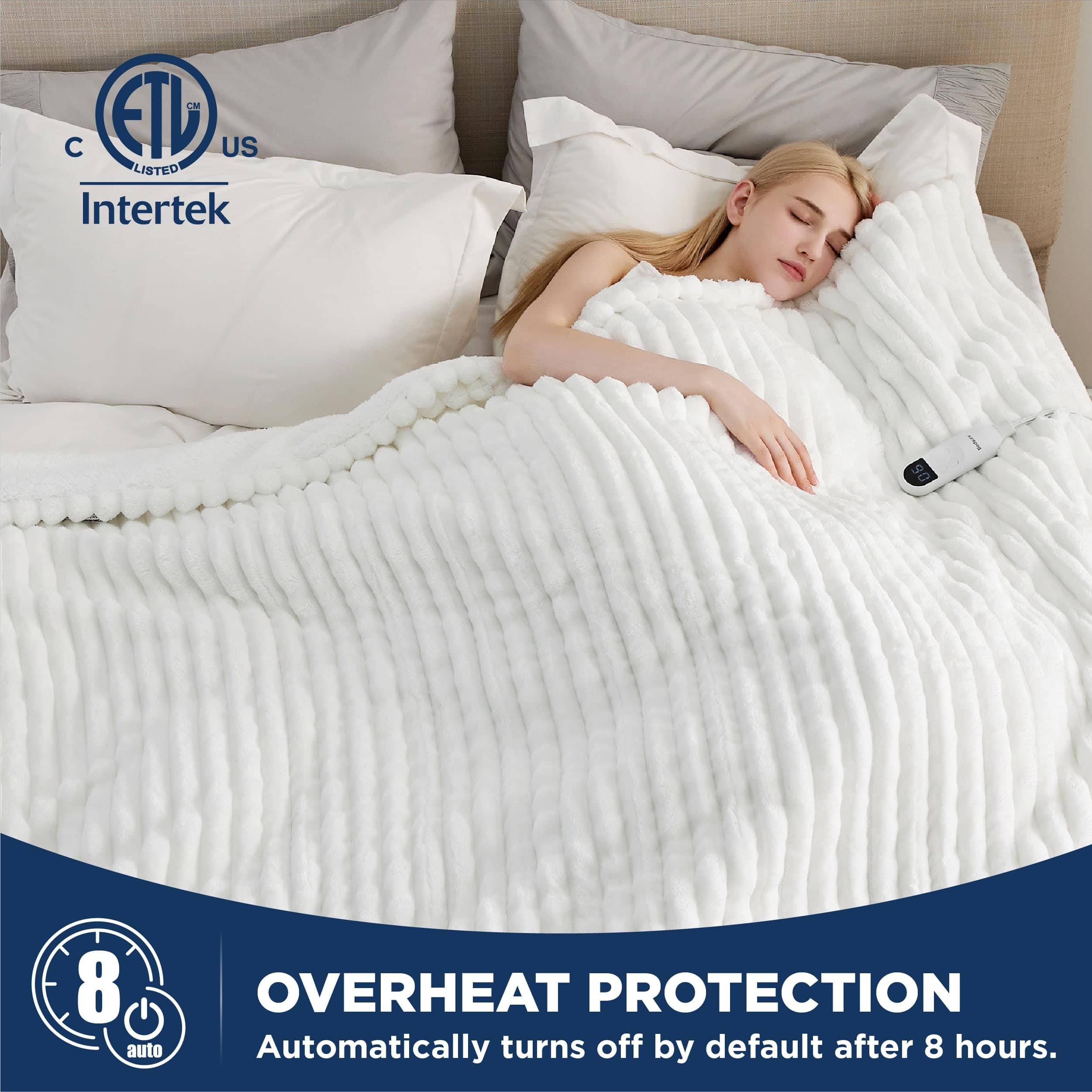 GentleSoft® Striped Flannel Heated Blanket