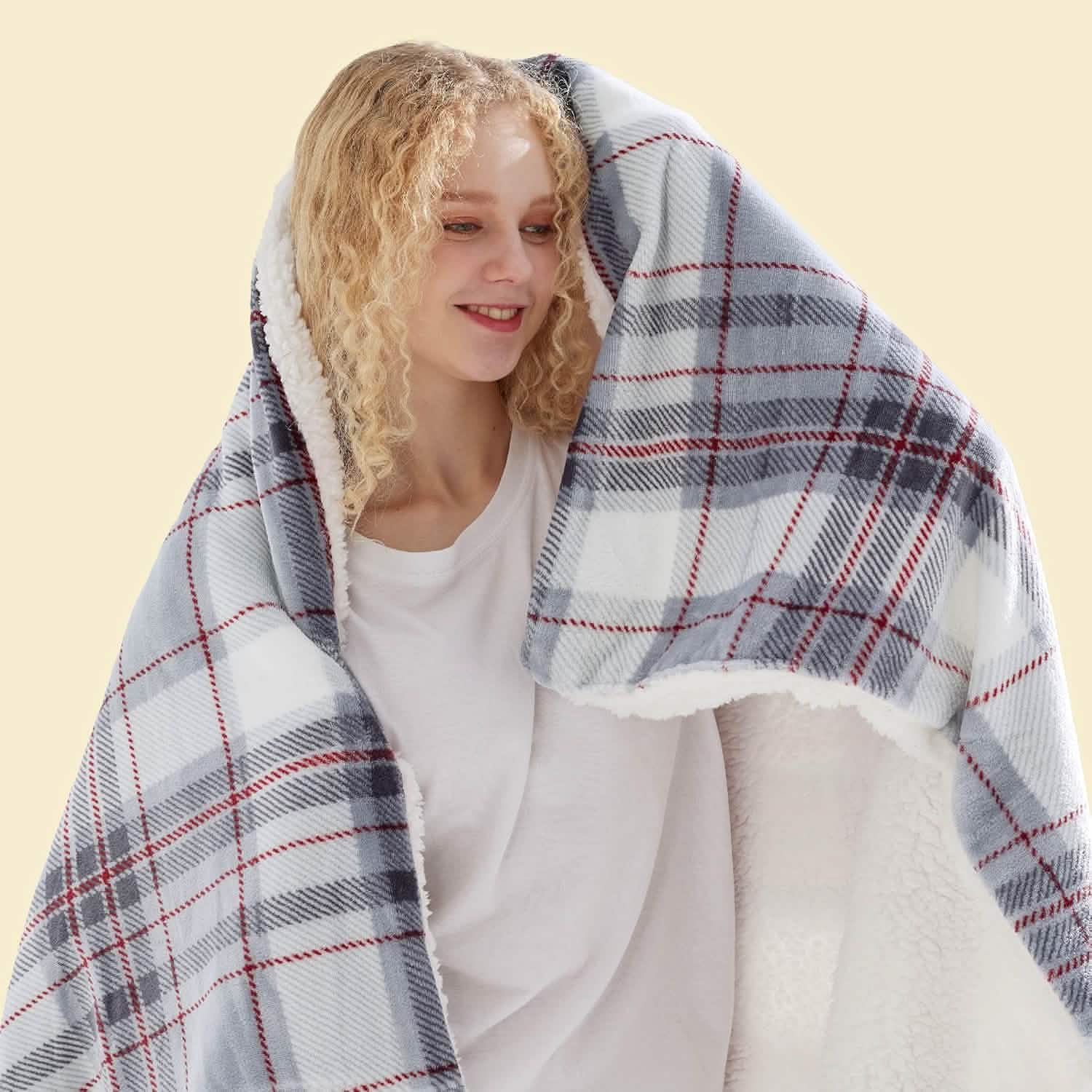 GentleSoft® Printed Throw Sherpa Blanket Grey