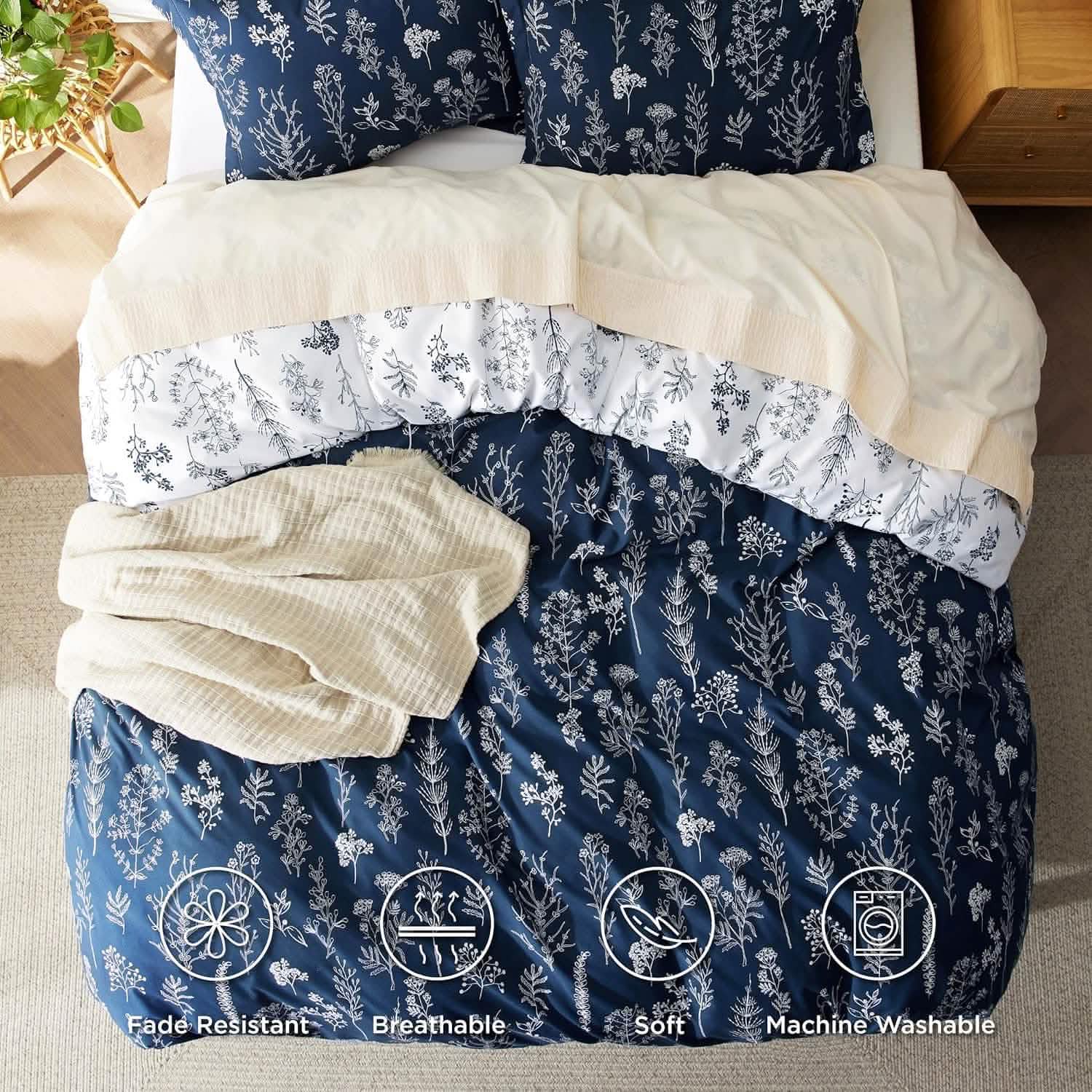 GentleSoft® Reversible Floral Print Duvet Cover Set