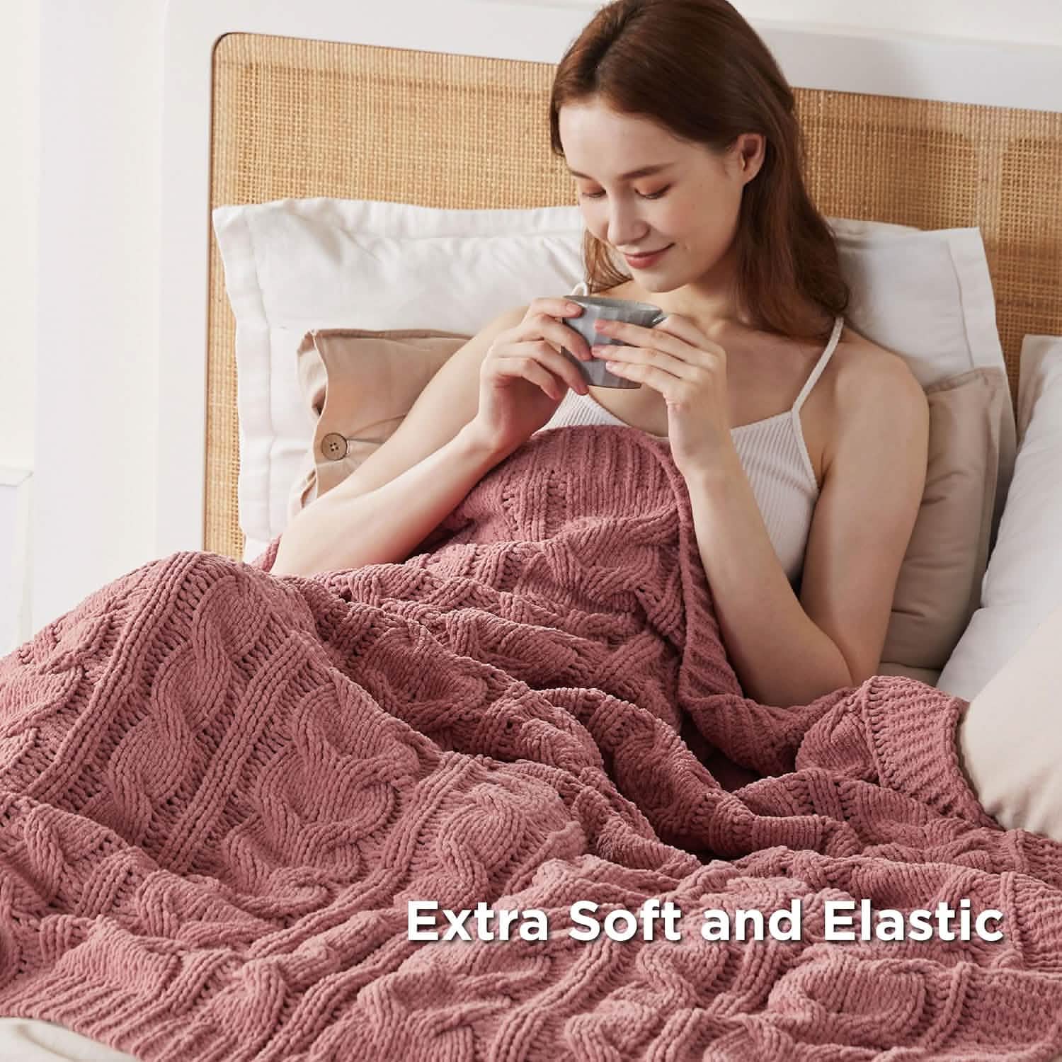 GentleSoft® Cable Chenille Chunky Knit Throw Blanket