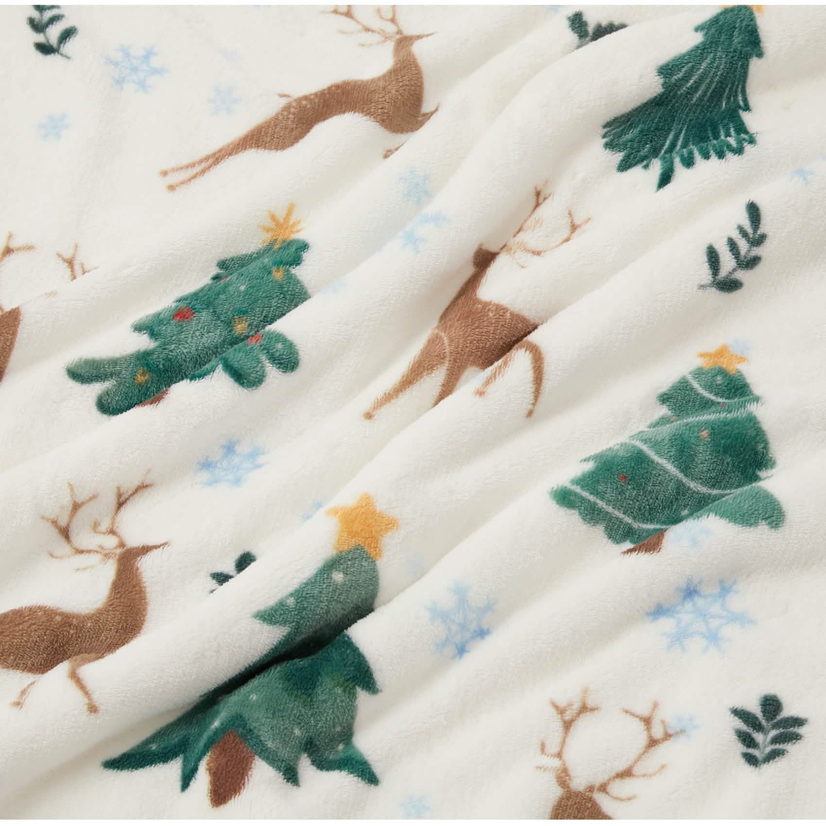 GentleSoft® Christmas Elk White Sherpa Throw Blanket