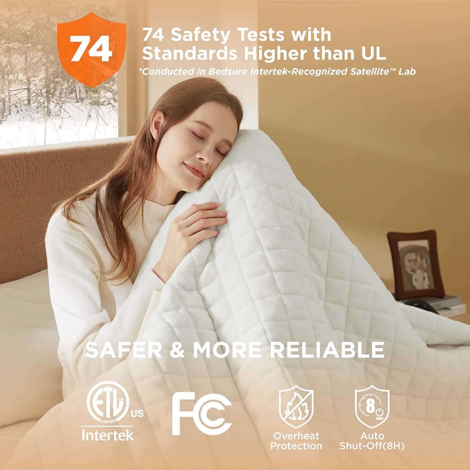 GentleSoft® Quilted Sherpa Fleece Heated Blanket Grid