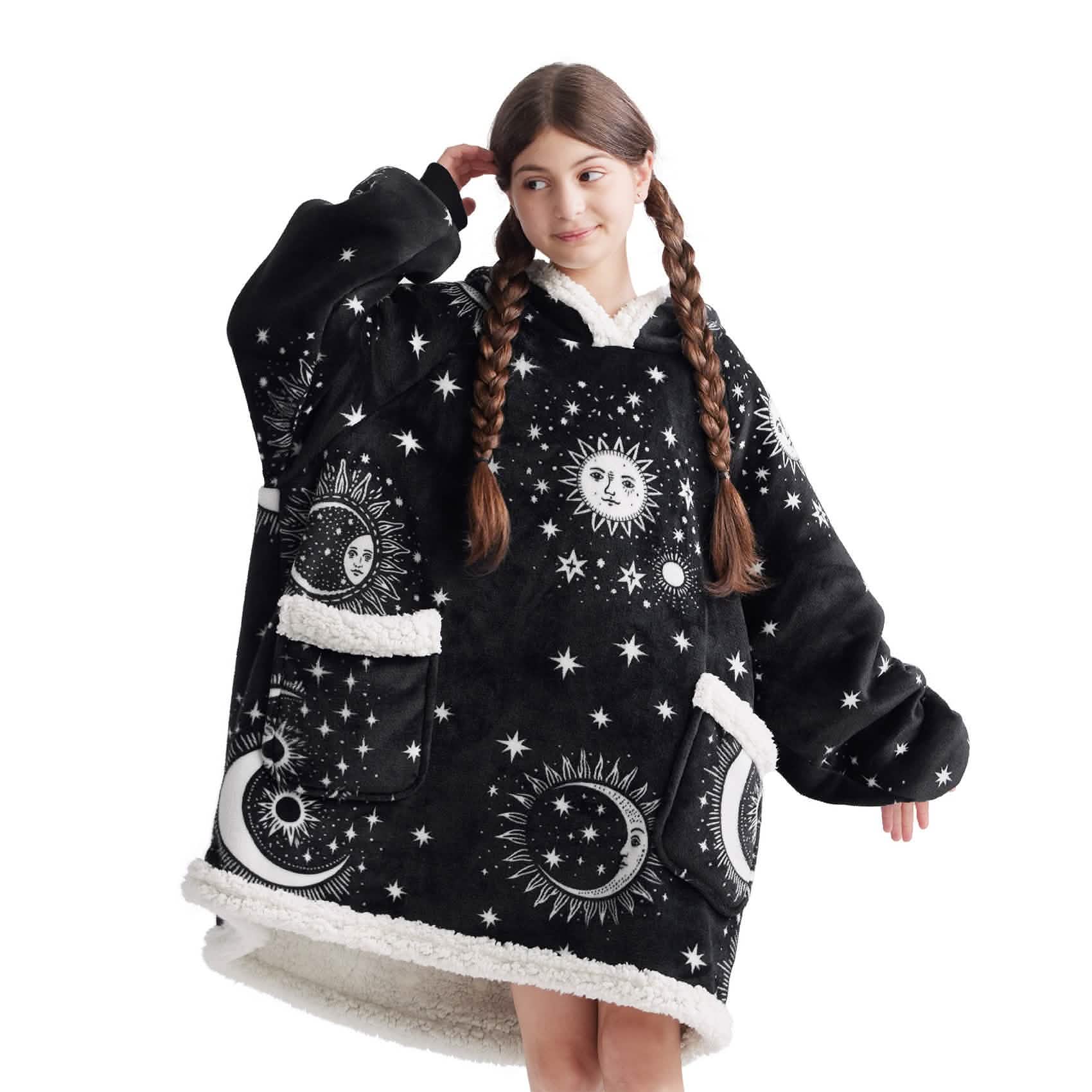 GentleSoft® Sherpa Fleece Printed Short Wearable Blanket Hoodie Astrology
