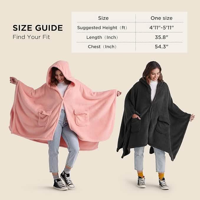 GentleSoft® Short Shaggy Shepa Hooded Wearable Blanket With Pockets