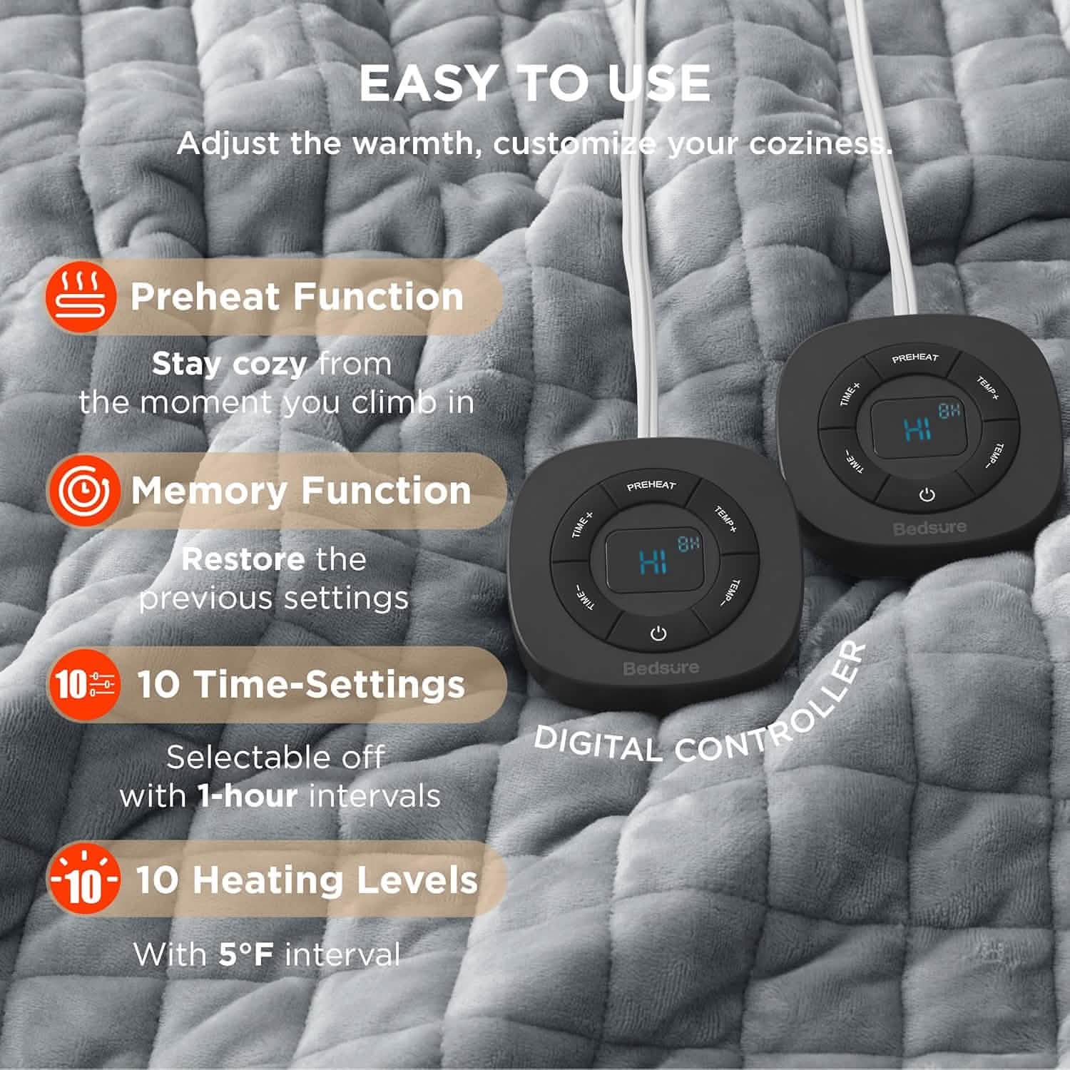 GentleSoft® Quilted Sherpa Fleece Heated Blanket Grid