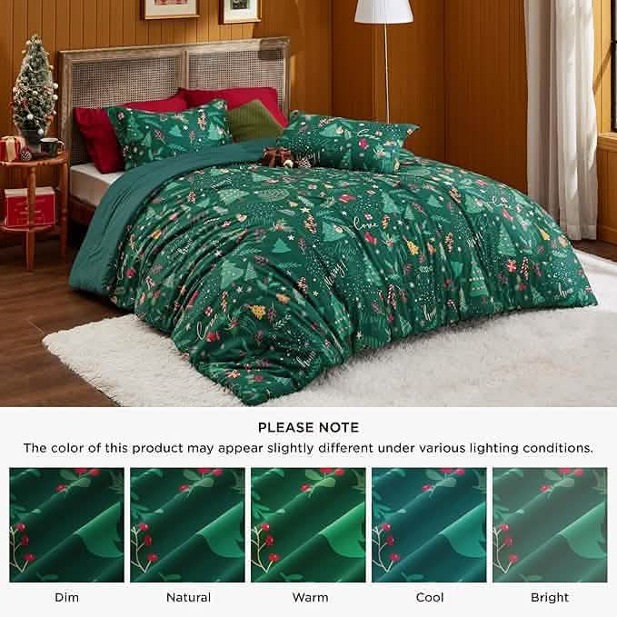 GentleSoft® Christmas Plaid Comforter Set Green