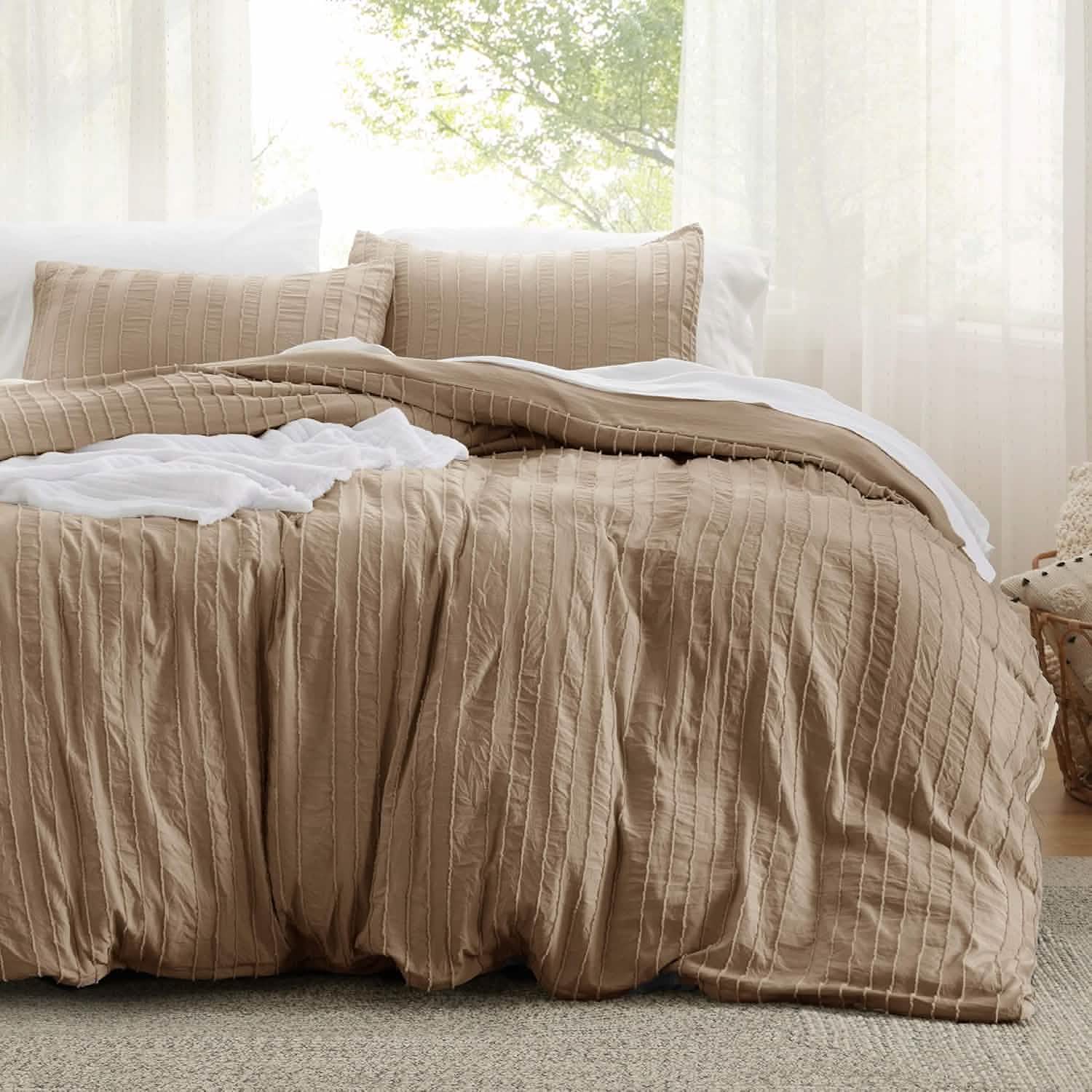 GentleSoft® Striped Tufted Embroidery Duvet Cover Set