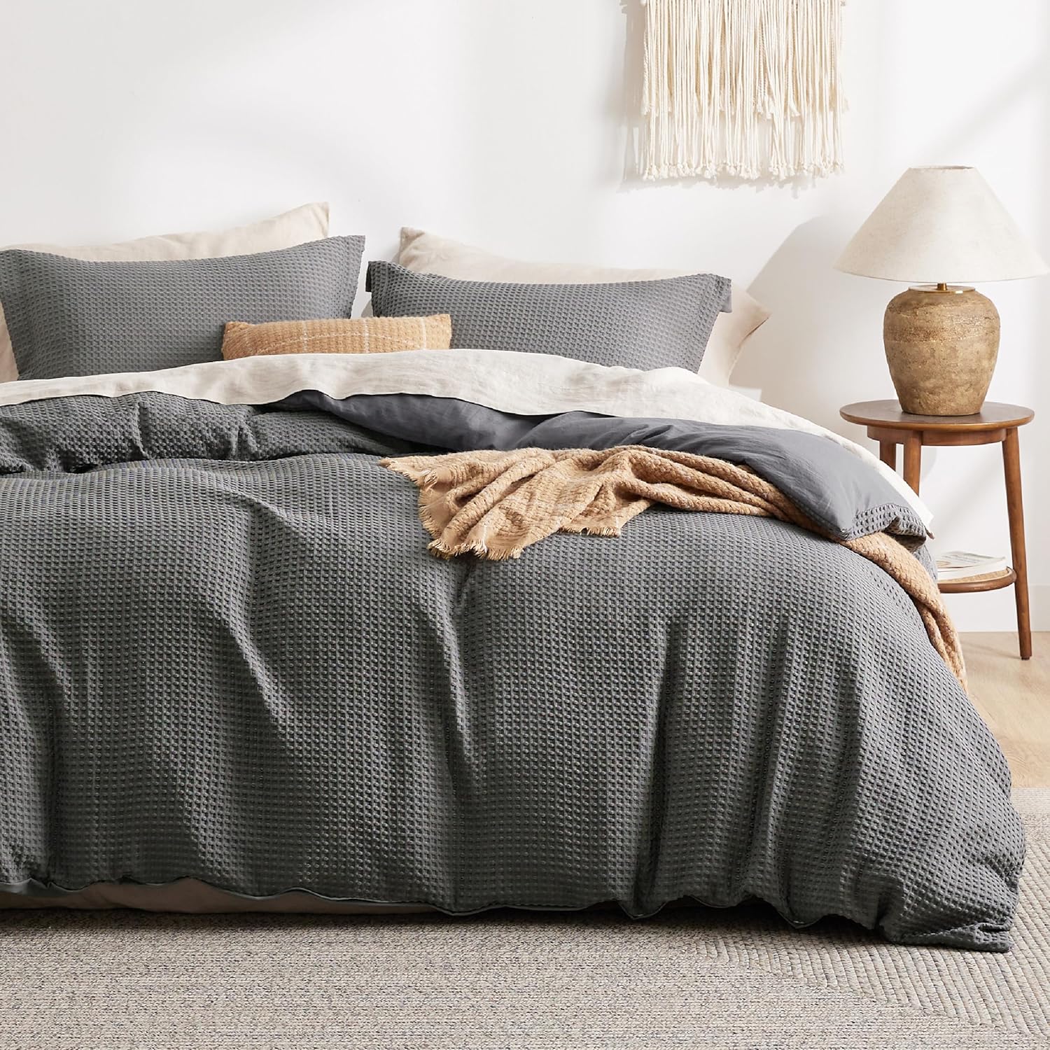 GentleSoft® Polyester Microfiber Waffle Duvet Weave Duvet Cover Set