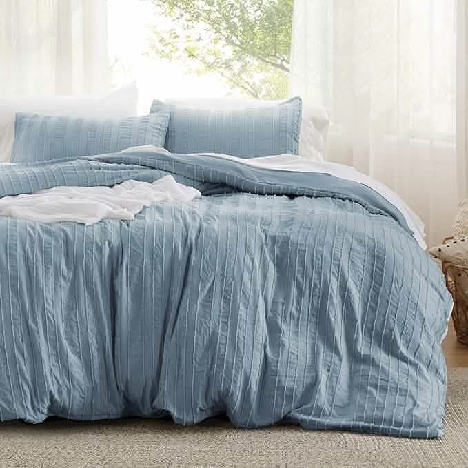 GentleSoft® Striped Tufted Embroidery Duvet Cover Set