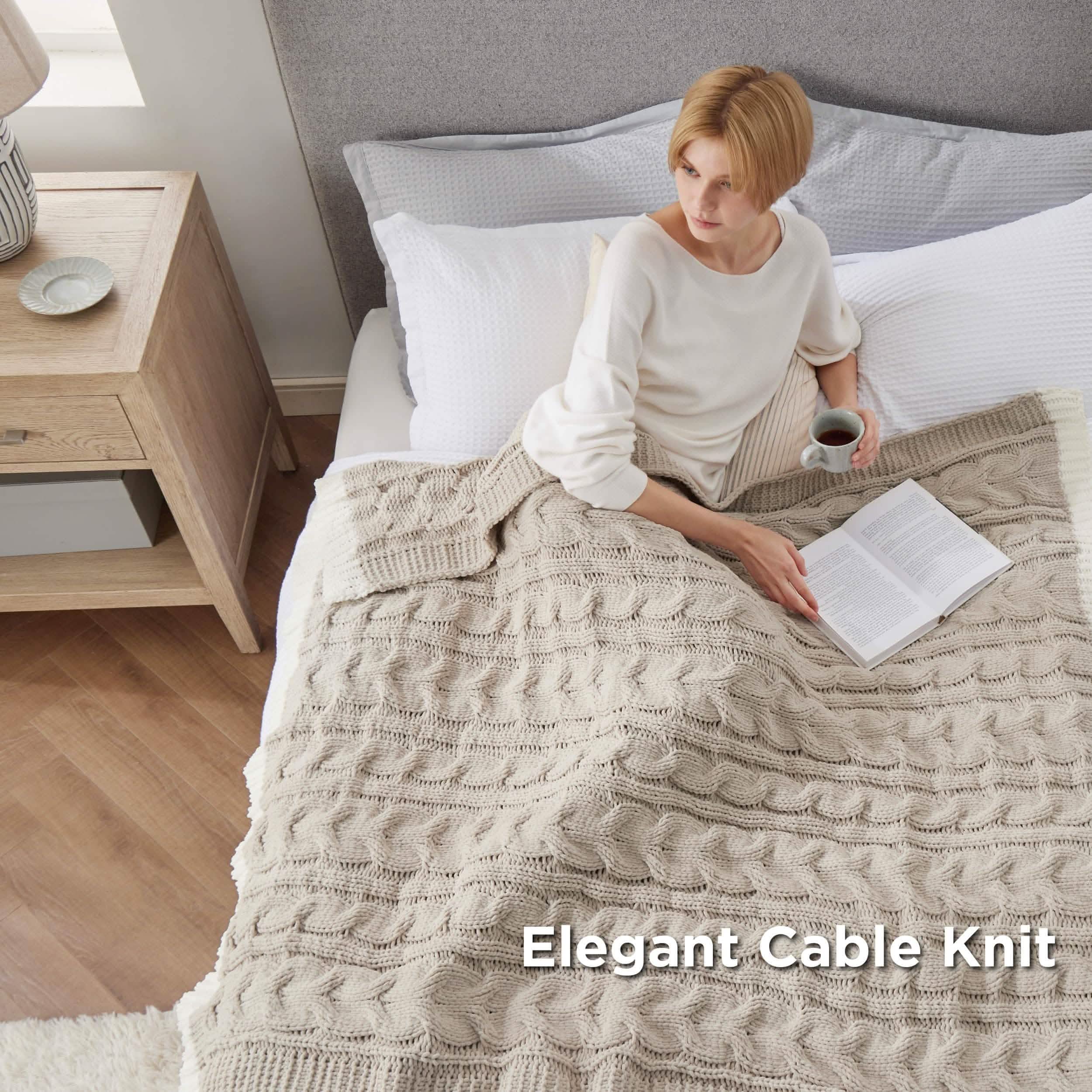 GentleSoft® Cable Chenille Chunky Knit Throw Blanket