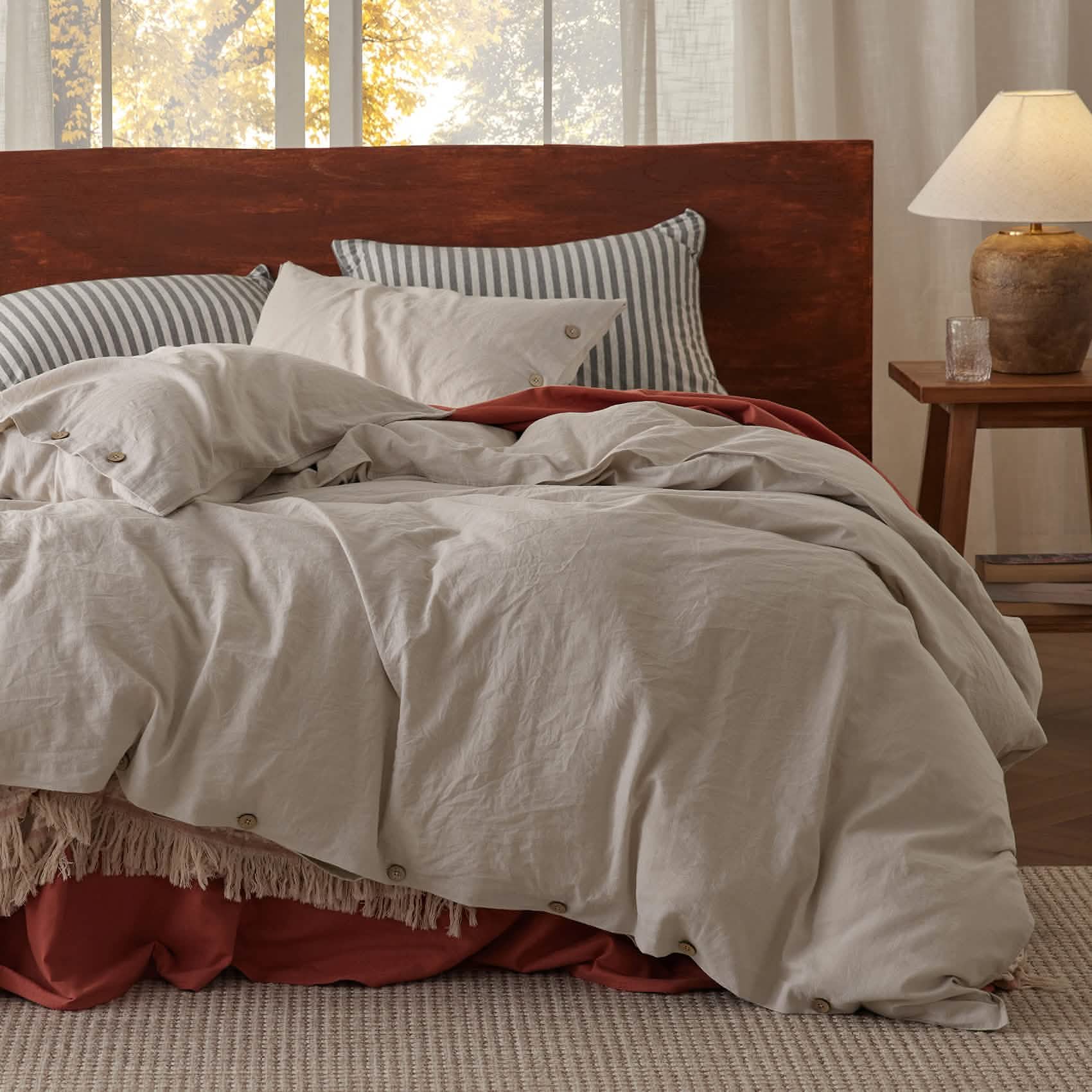 GentleSoft® Cotton Linen Hybrid Duvet Cover Set