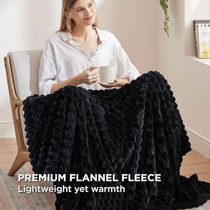 GentleSoft® Textured Bubble Flannel Fleece Blanket