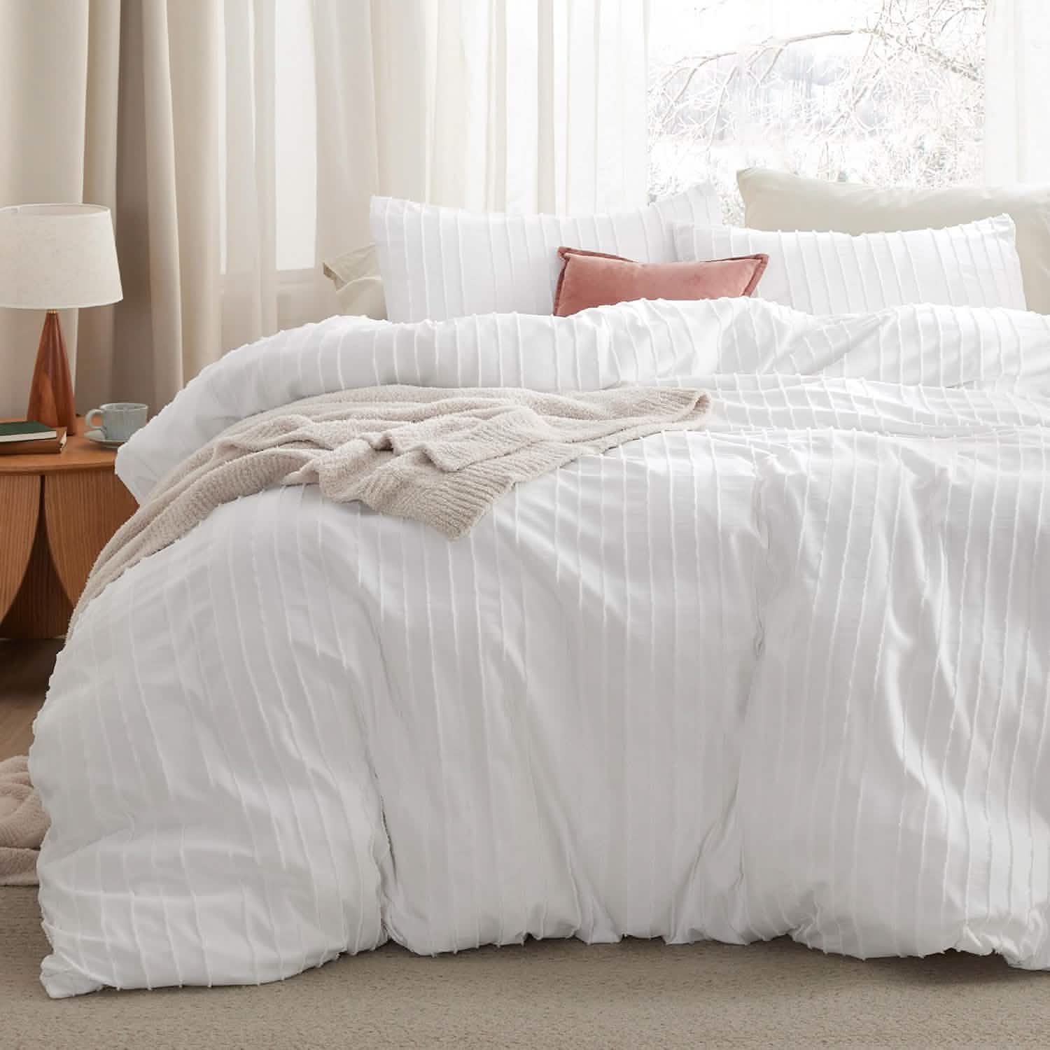 GentleSoft® Striped Tufted Embroidery Duvet Cover Set