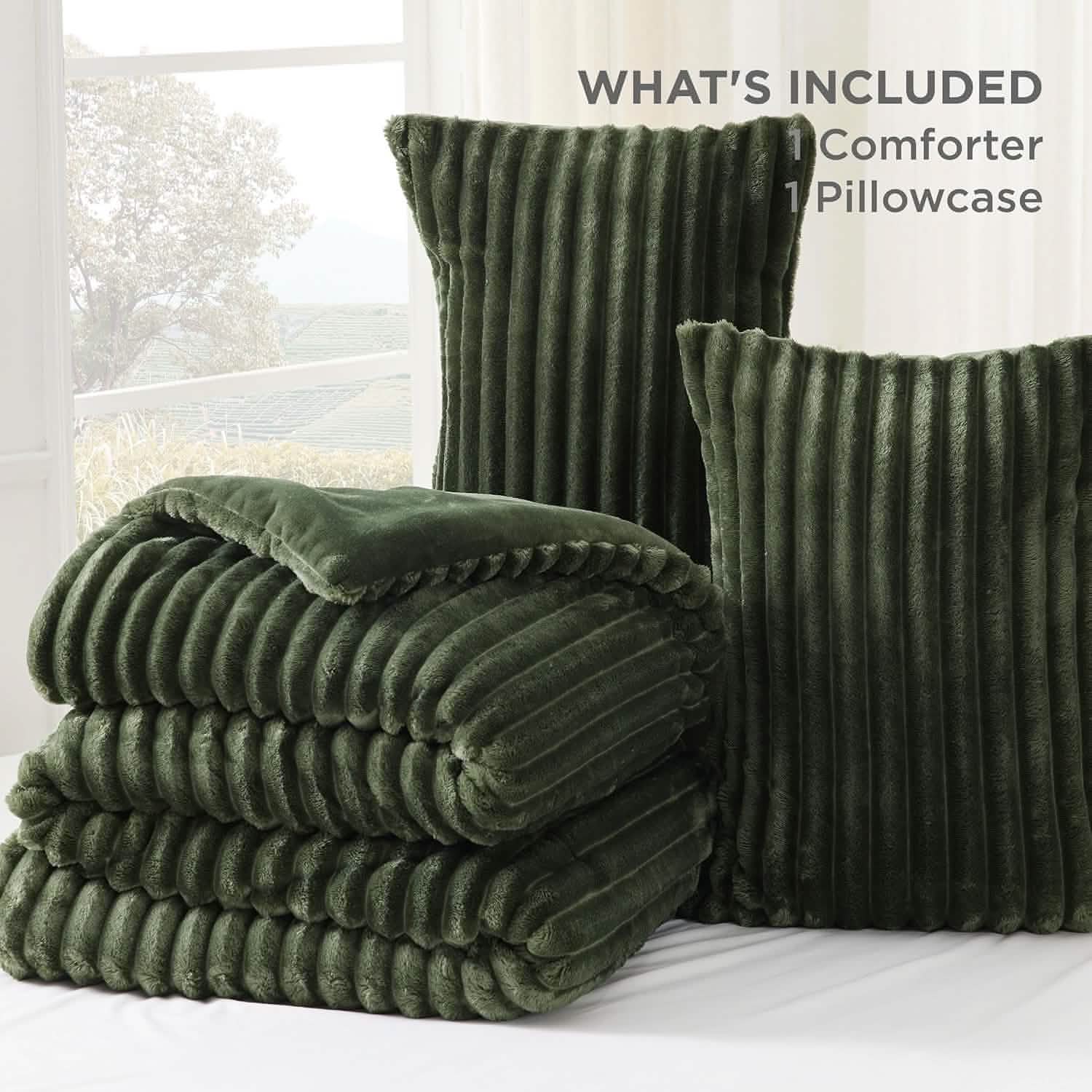 GentleSoft® Striped Flannel Comforter Set