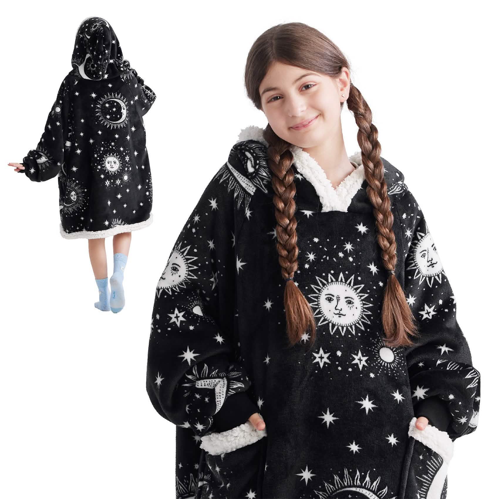 GentleSoft® Sherpa Fleece Printed Short Wearable Blanket Hoodie Astrology