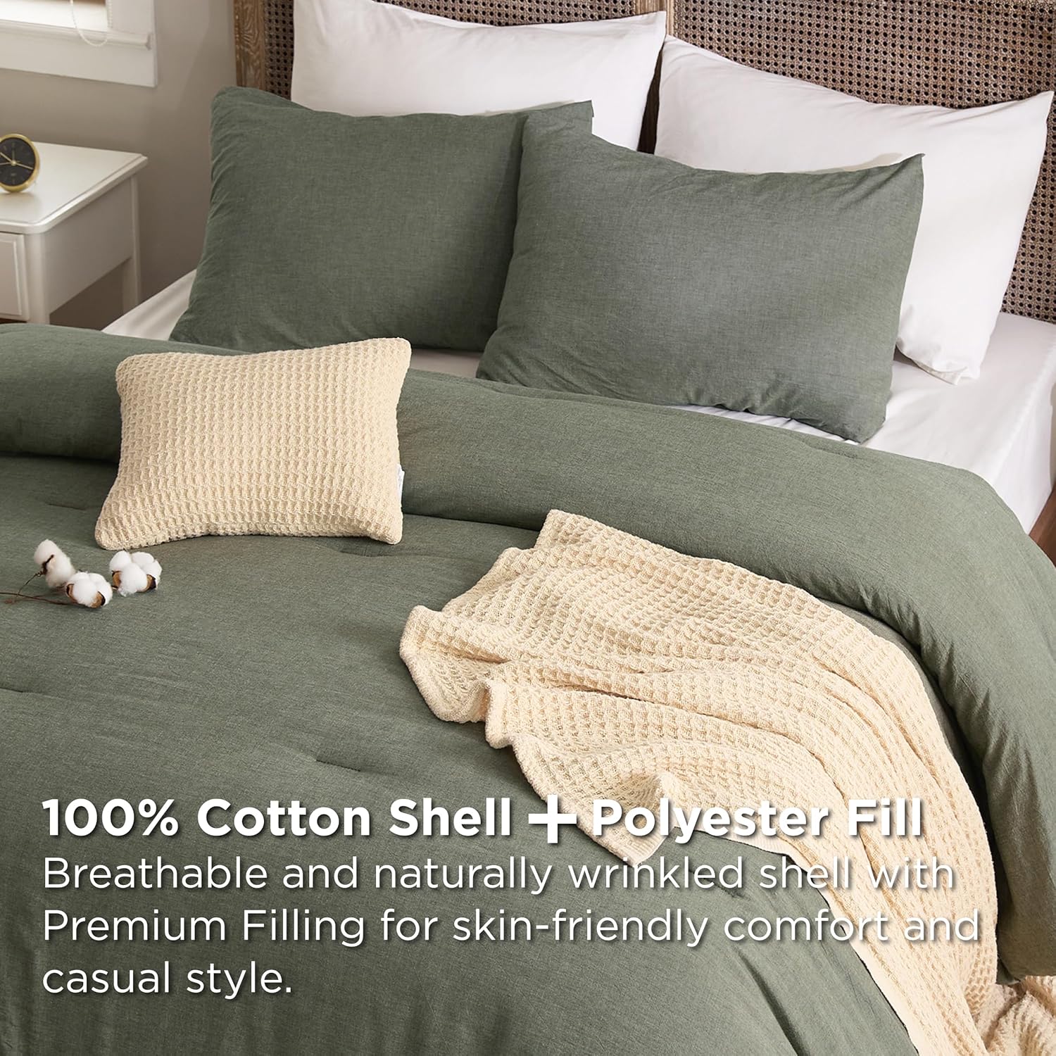 GentleSoft® 5 Piece Cotton Waffle Weave Bed-in-a-bag