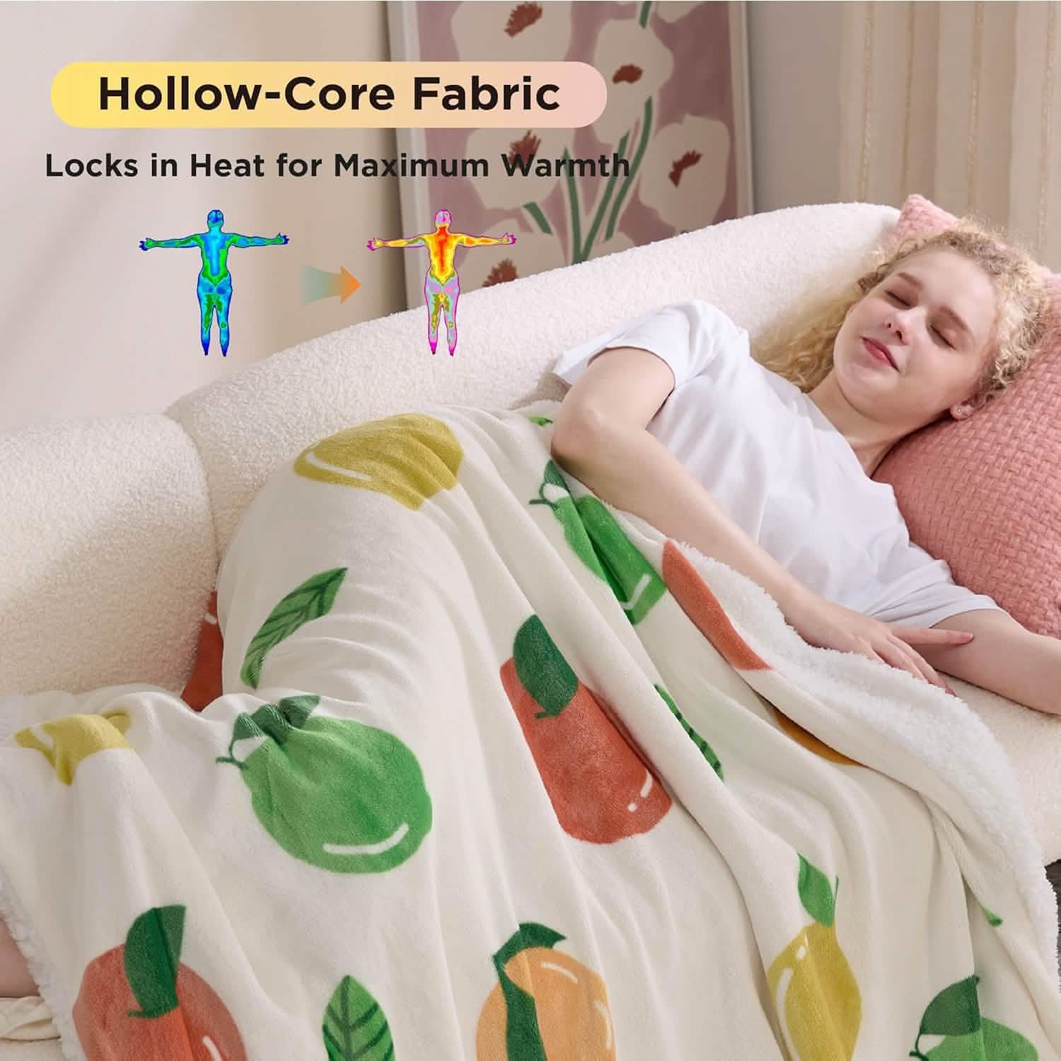 GentleSoft® Printed Throw Sherpa Blanket citrus