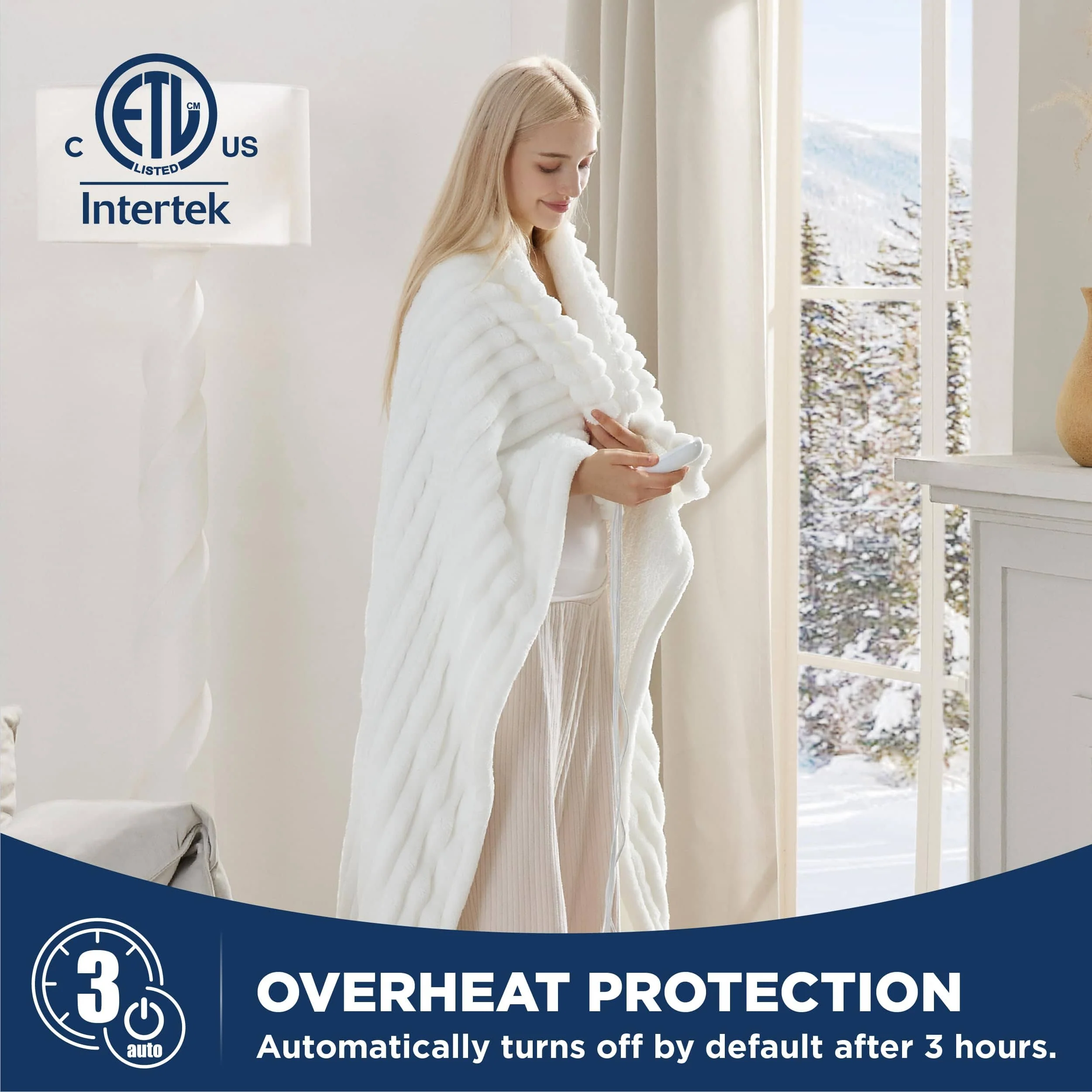GentleSoft® Striped Flannel Heated Blanket
