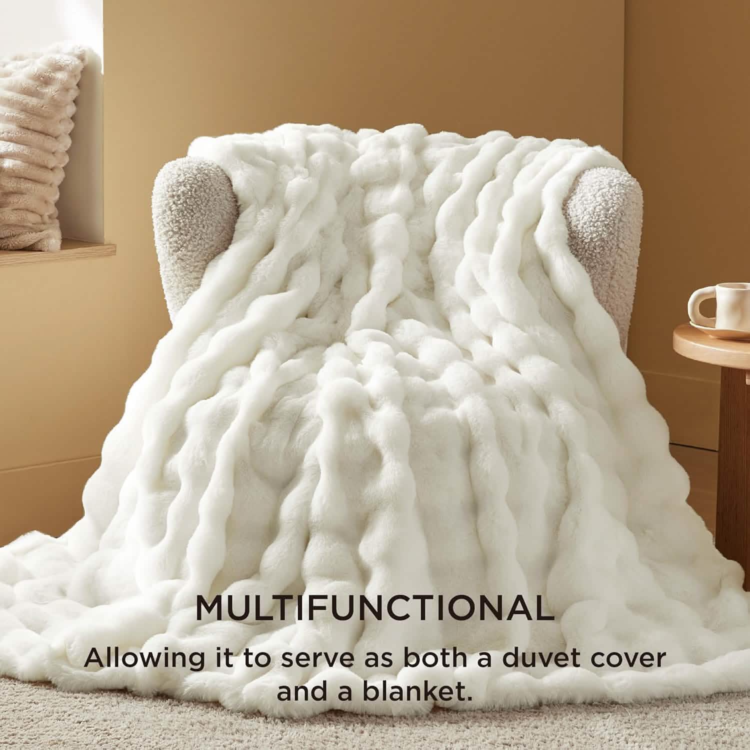 GentleSoft® Carved Faux Rabbit Fur Duvet Cover Set