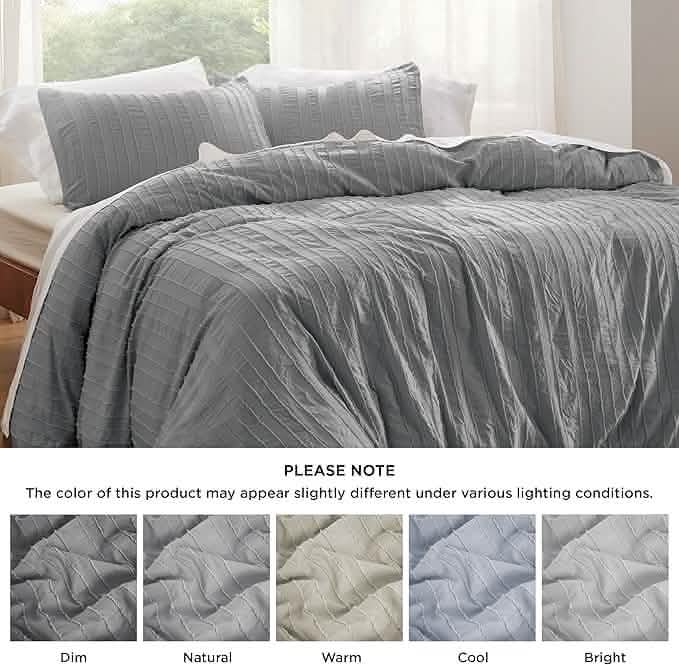 GentleSoft® Striped Tufted Embroidery Duvet Cover Set